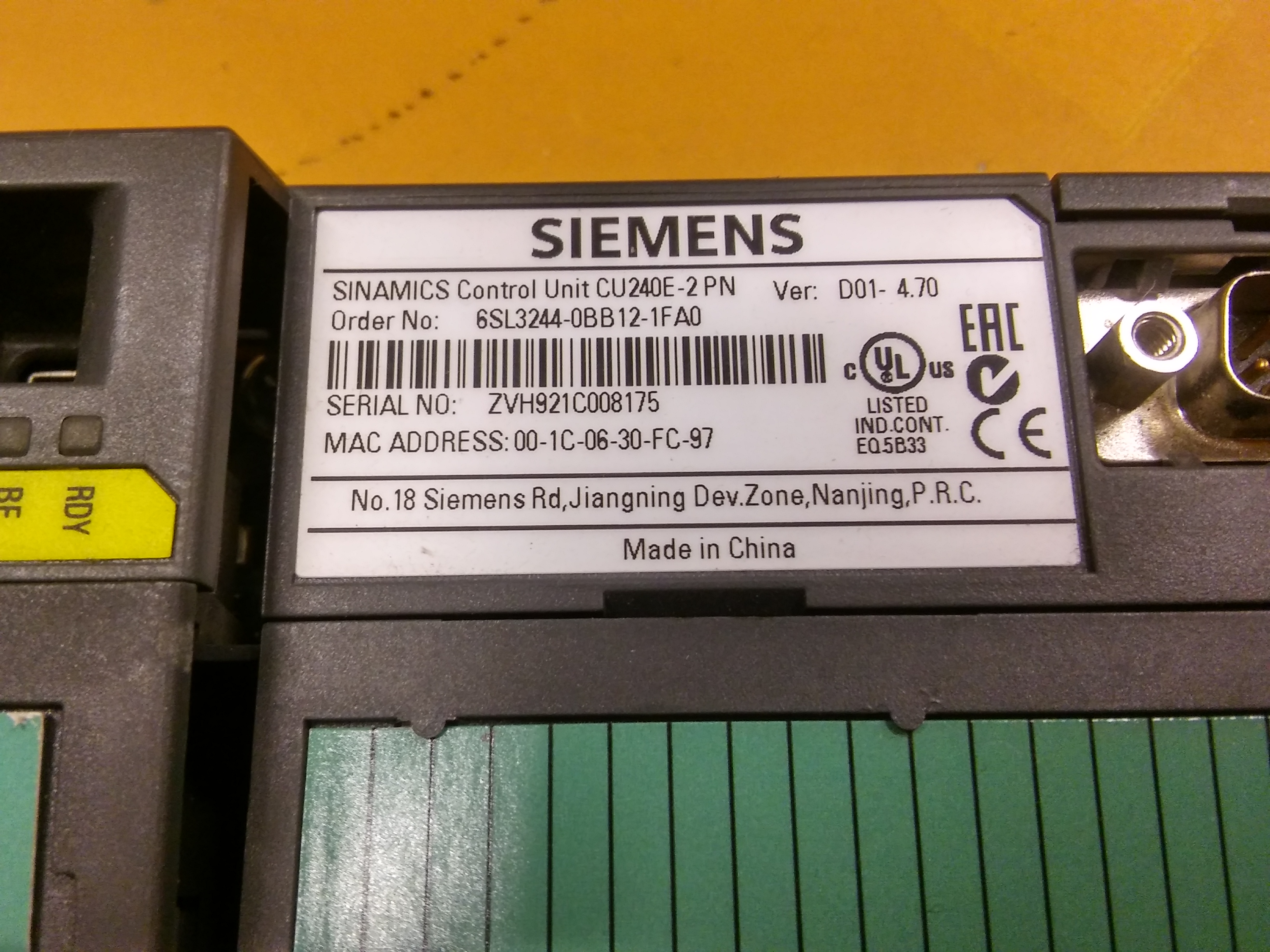 SIEMENS 6SL3244-0BB12-1FA0 SINAMICS CU240E-2 PN PROFİNET KONTROL ÜNİTESİ