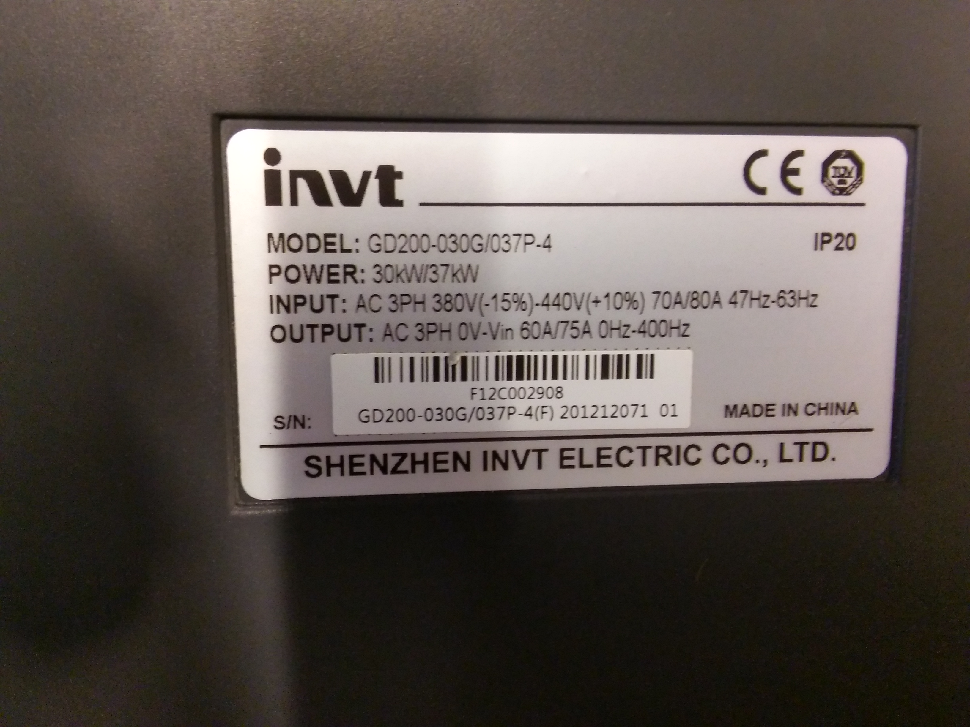 İNVT GD200-030G-037P-4 37 KW SÜRÜCÜ 37KW INVERTER DRIVER