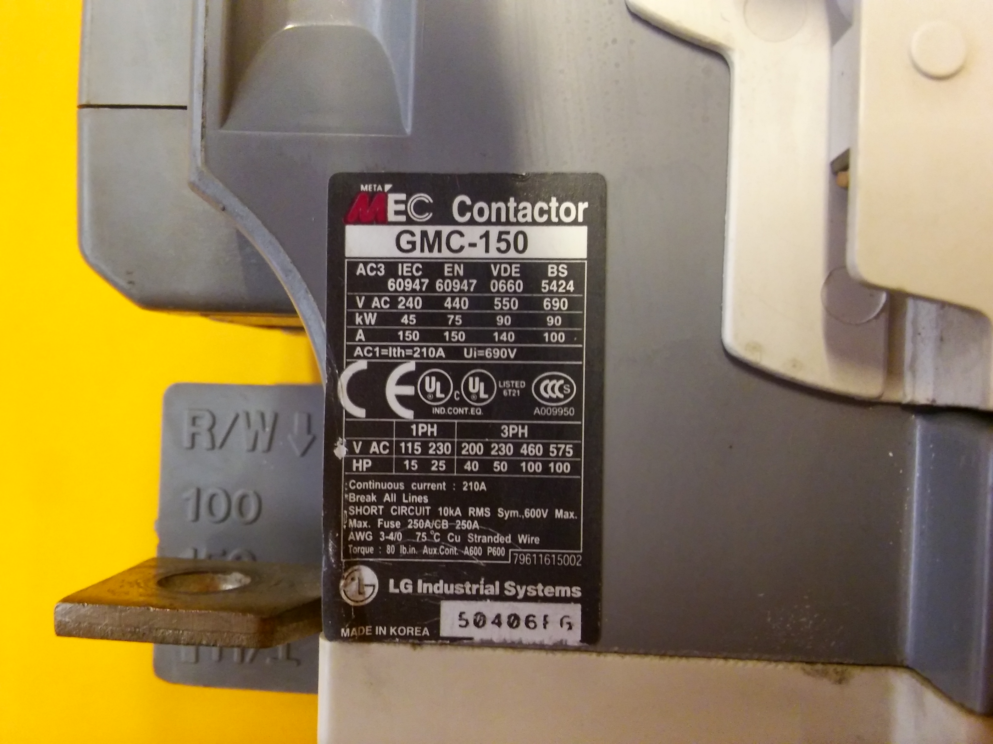 MEC GMC-150 LG GMC-150 75KW 250A SERBEST VOLTAJLI KONTAKTÖR