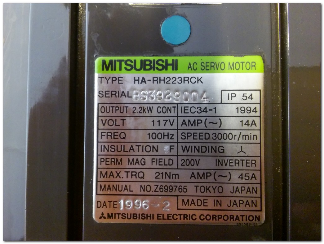 MİTSUBİSHİ HA-RH223RCK 2,2KW AC SERVO MOTOR 2,2 KW SERVO MOTOR