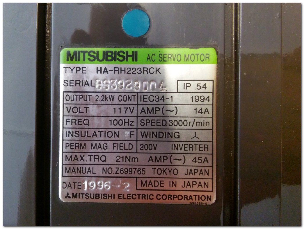 MİTSUBİSHİ MR-J200A-SS 2,2KW  SERVO SÜRÜCÜ VE MİTSUBİSHİ HA-RH223RCK 2,2KW SERVO MOTOR TAKIM