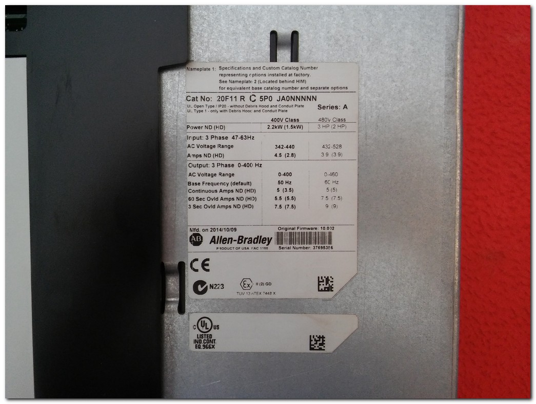 ALLEN BRADLEY 20F11 R C 5P0 JA0NNNNN 20F11RC5P0JA0NNNNN POWER FLEX 753 2,2KW SÜRÜCÜ