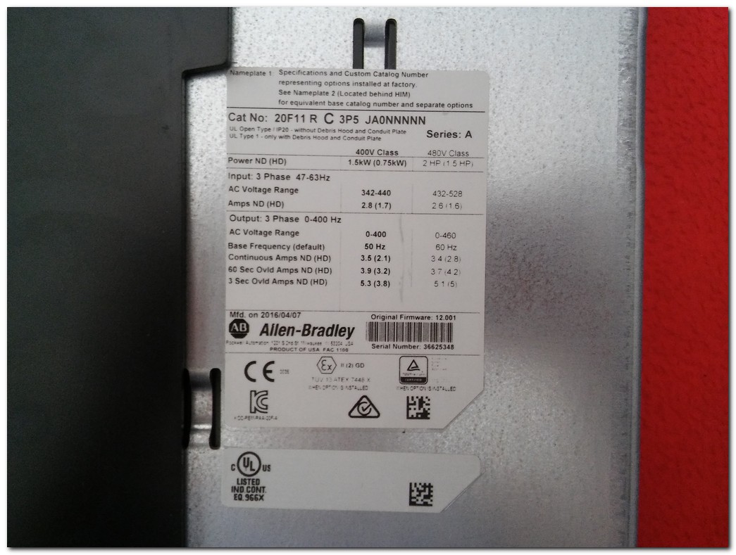 ALLEN BRADLEY 20F11 R C 3P5 JA0NNNNN 20F11RC3P5JA0NNNNN POWER FLEX 753 1,5KW SÜRÜCÜ