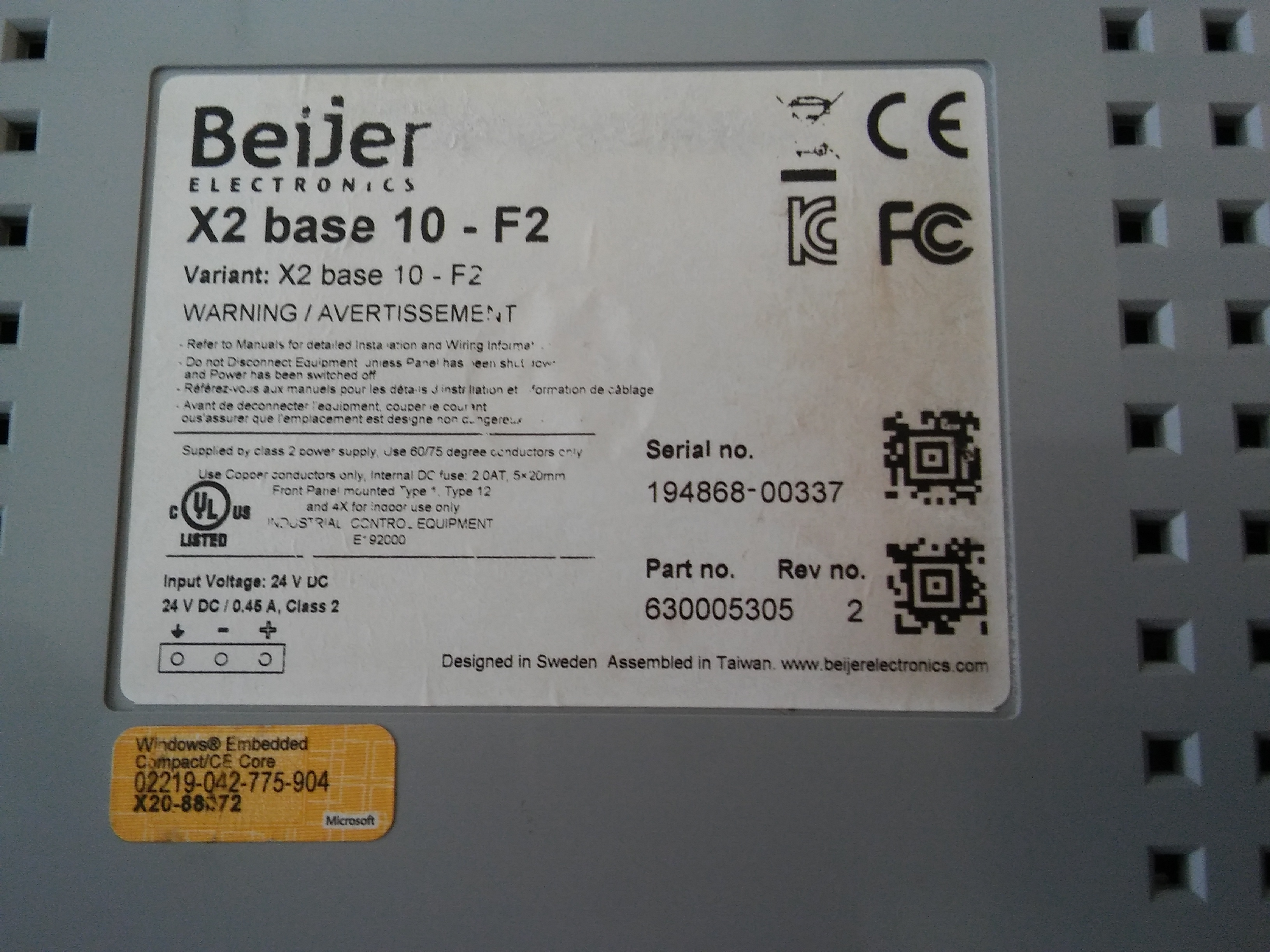 BEİJER X2 BASE 10-F2 10 INC ETHERNET HMI OPARATÖR PANEL
