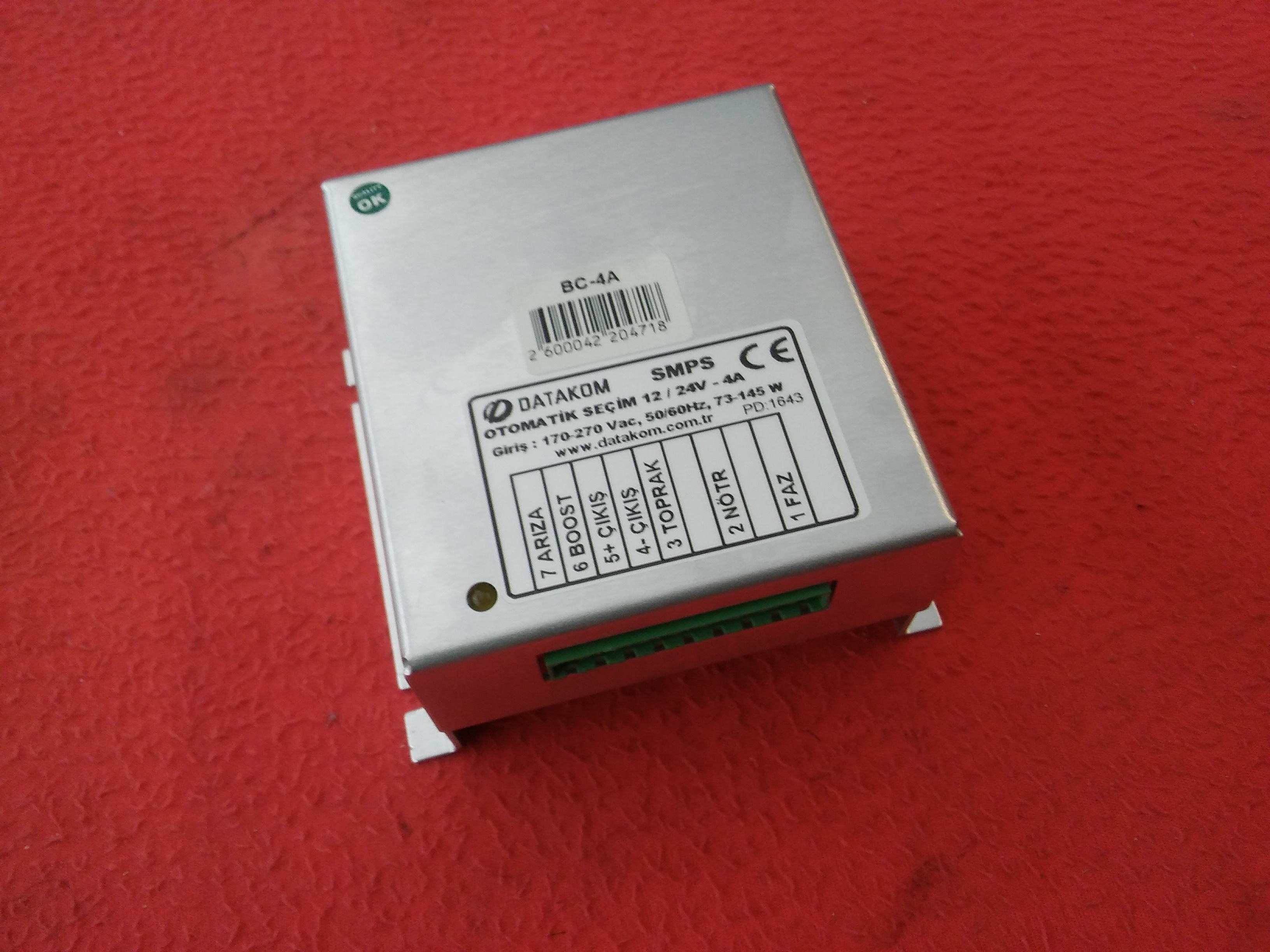 DATAKOM BC-4A SMPS OTOMATİK SECİM 12-24-4A 12-24VDC 4,0A REDRESÖR AKÜ SARJ ÜNİTESİ