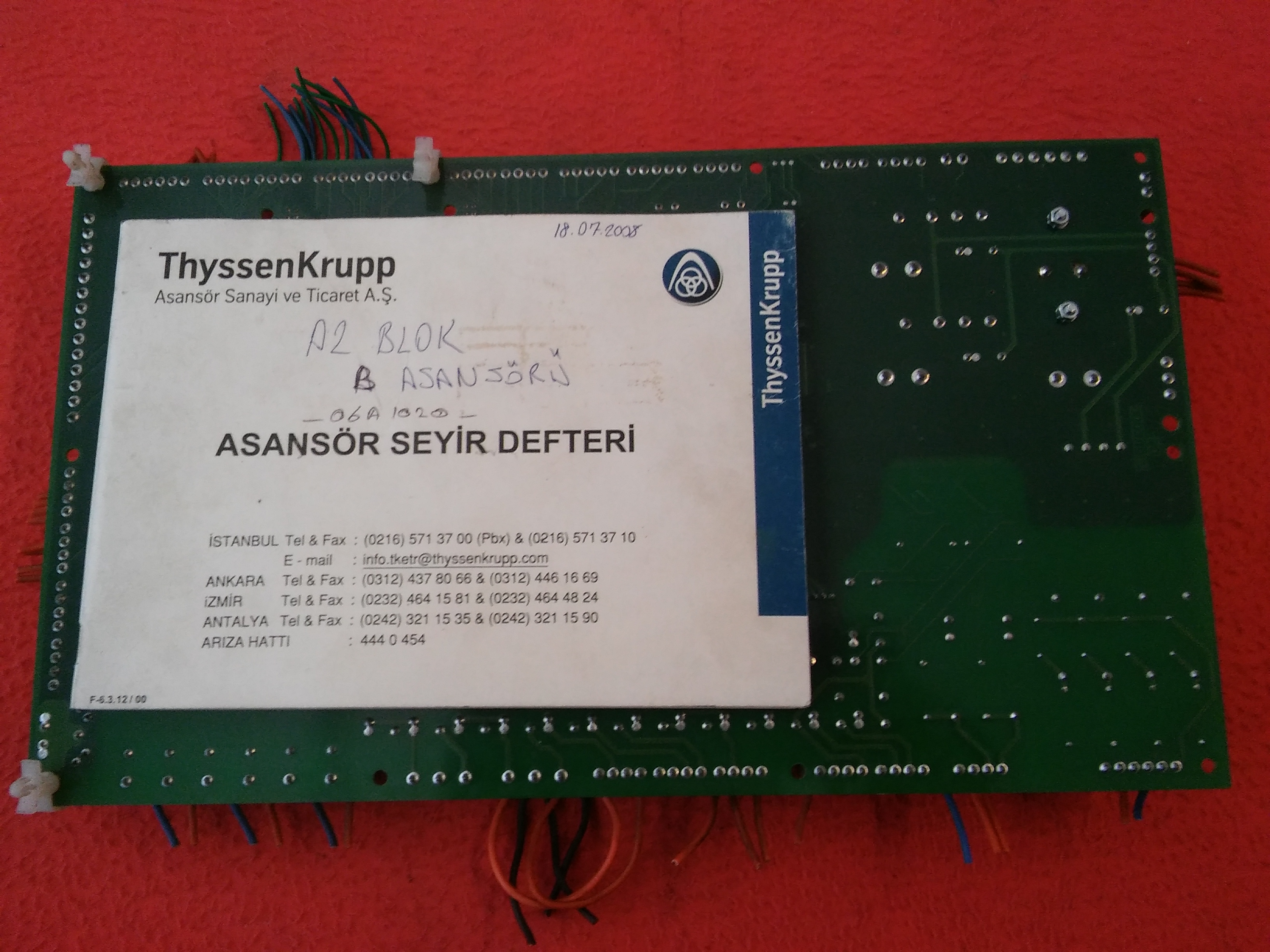 THYSSENKRUPP ELEVATOR MANUFACTURİNG SPAİN CONTROL MANİOBRO CMC 3 2663,13 ASANSÖR KARTI
