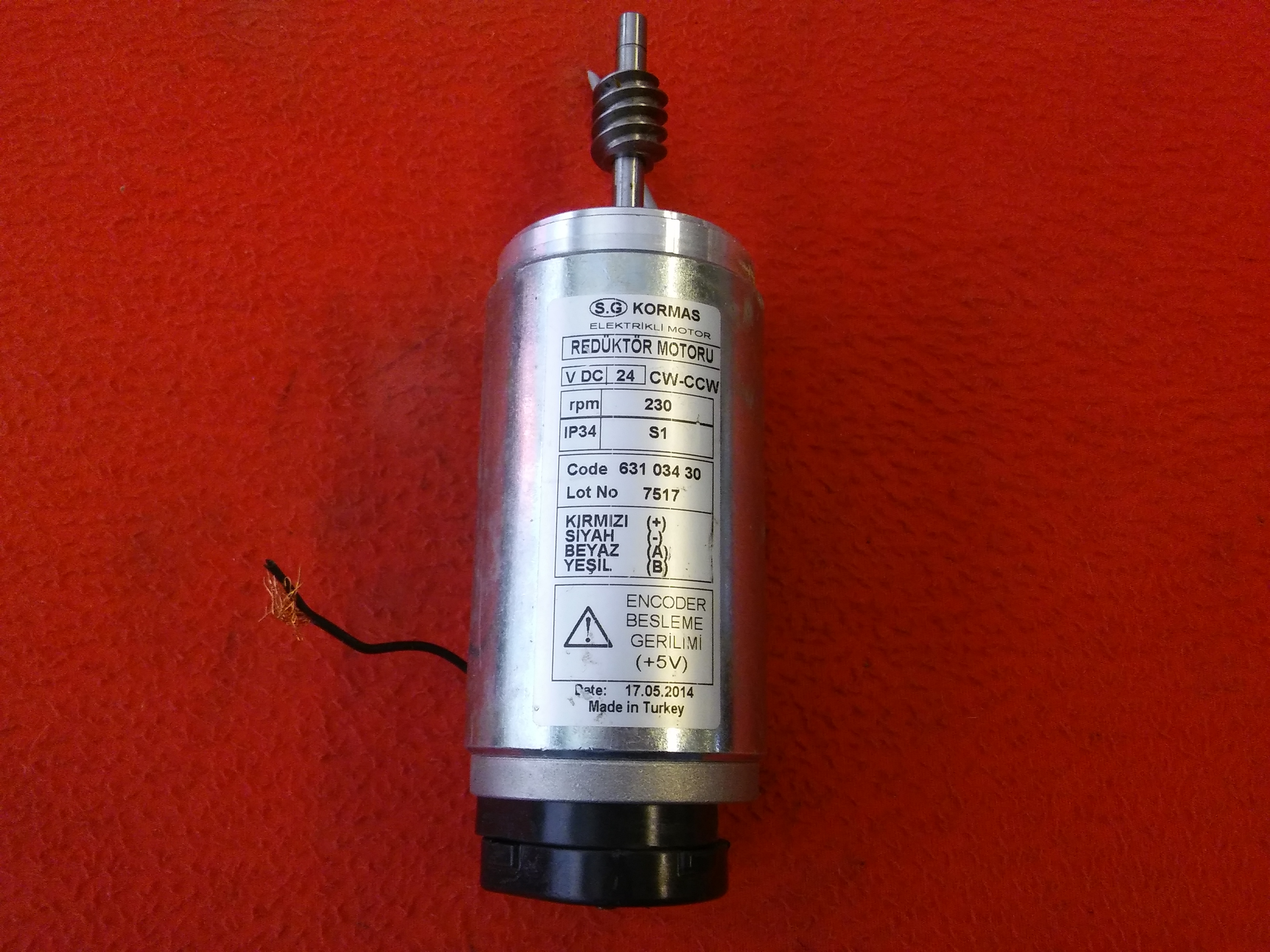 KORMAS CW-CCW VDC 24 RPM 230 631 034 30 REDİKTÖR MOTORU ENCODER Lİ 24V 67MM 