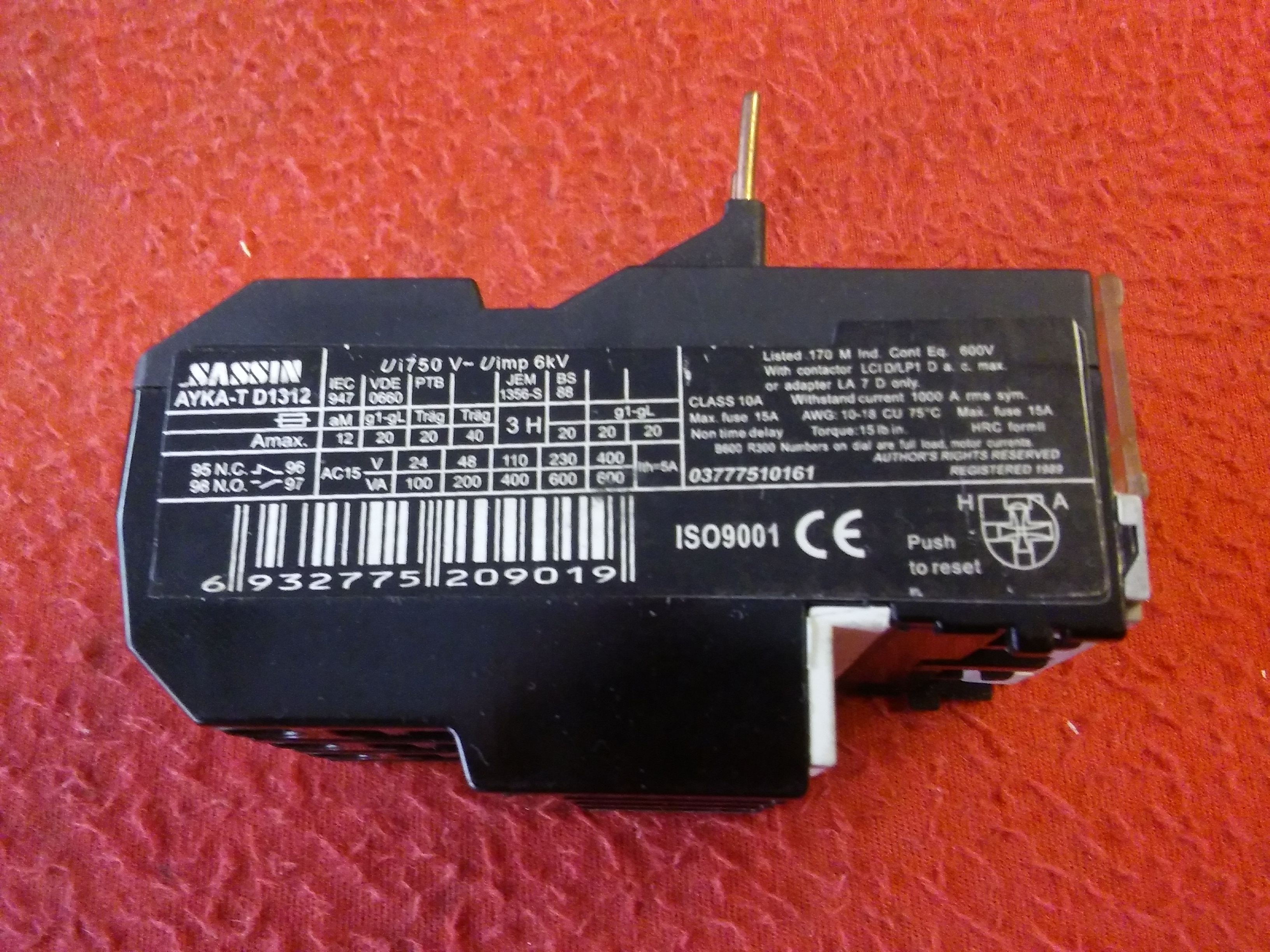 	SASSIN AYKA-T13 AYKA-TD1312 5,5-8A KONTAKTÖRE TAKILAN TİP TERMİK MOTOR KORUMA