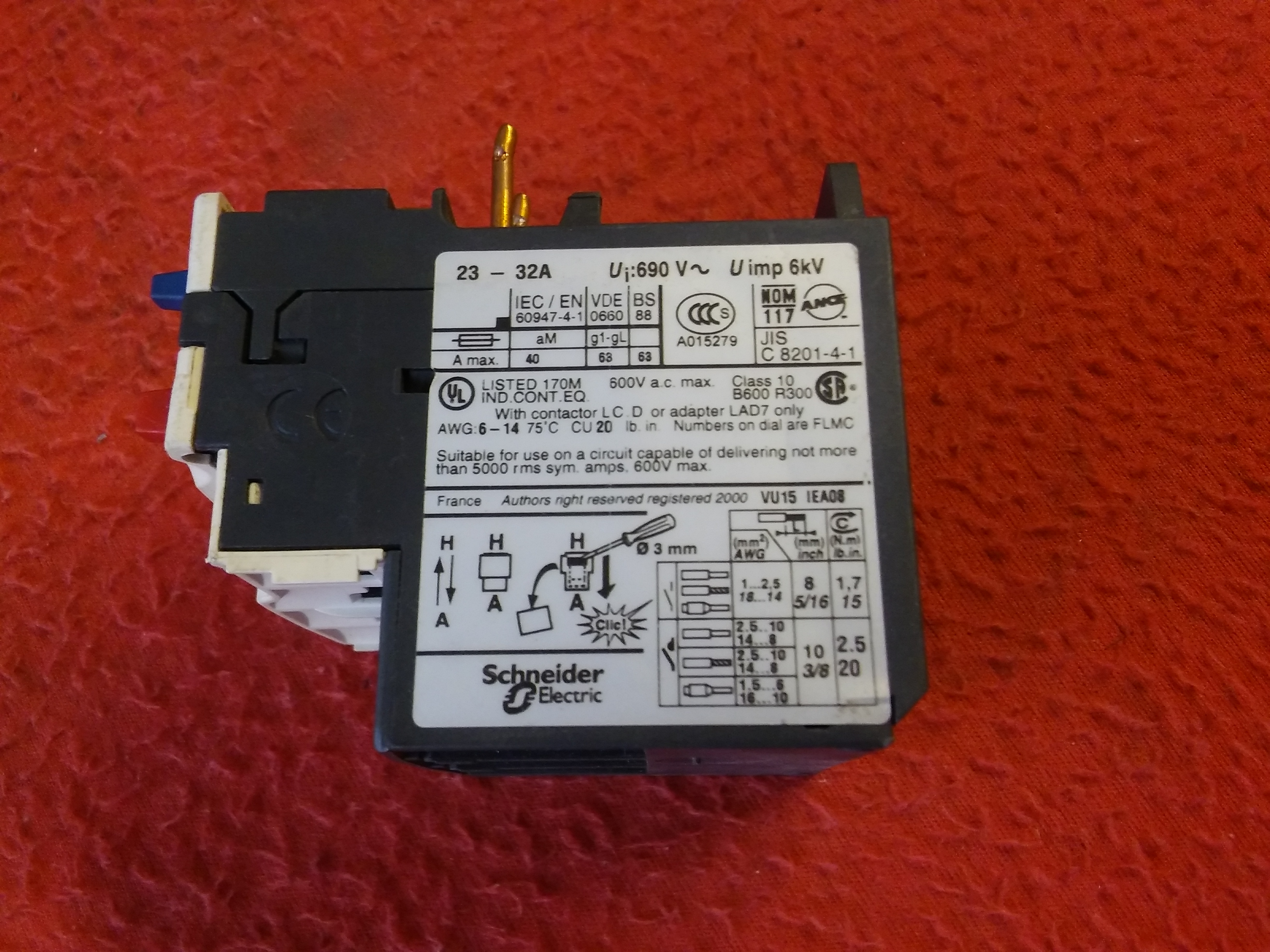 SCHNEİDER LRD 32 LRD-32 23-32A KONTAKTÖRE TAKILAN TİP MOTOR KORUMA