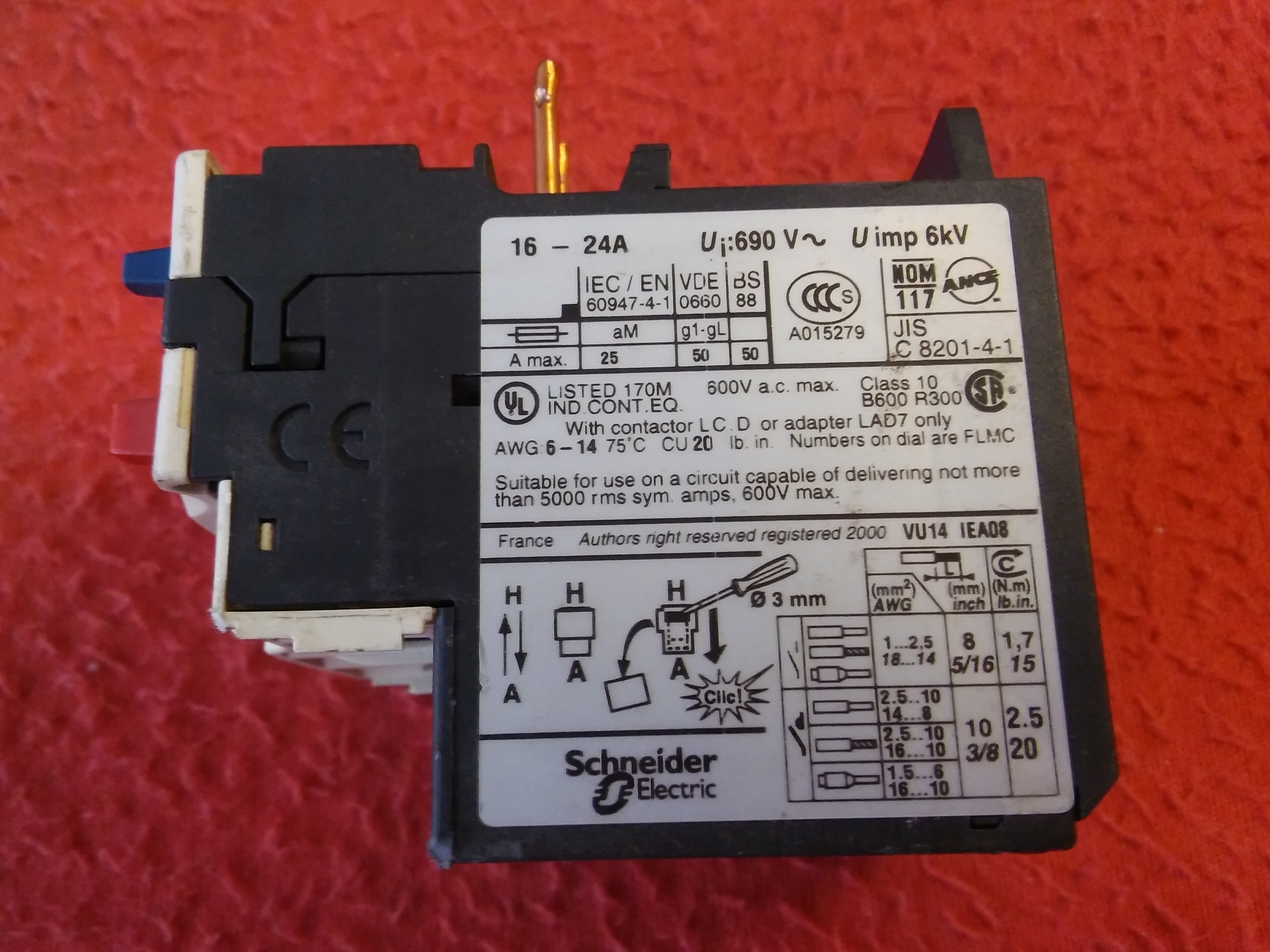 TELEMECANİQUE LRD 22 16-24A ACIK KAPALI KONTAKLI KONTAKTÖRE TAKILAN TERMİK MOTOR KORUMA