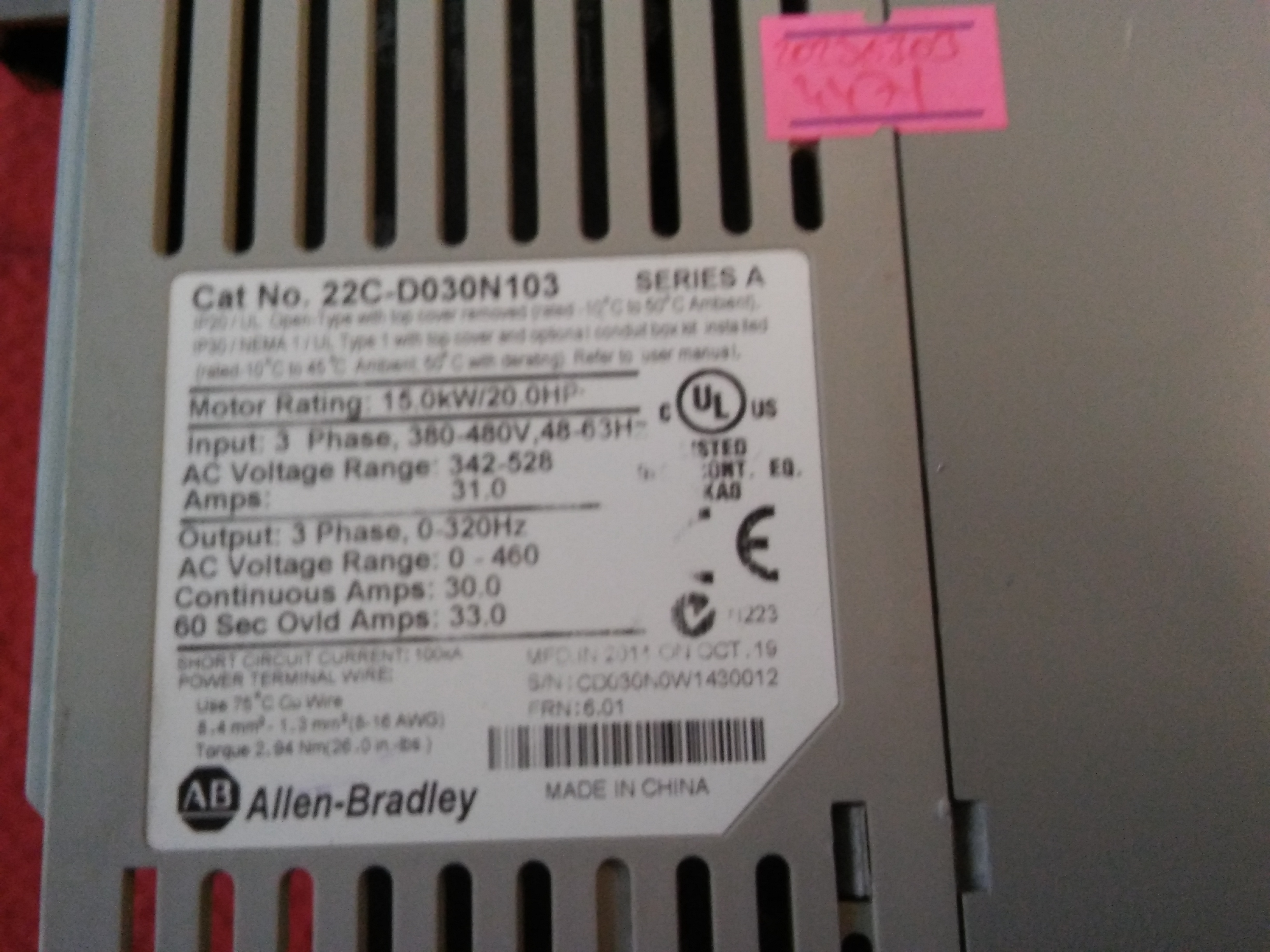 ALLEN BRADLEY 22C-D030N103 22C-D030 ALLEN BRADLEY POWER FLEX 400 15KW SÜRÜCÜ