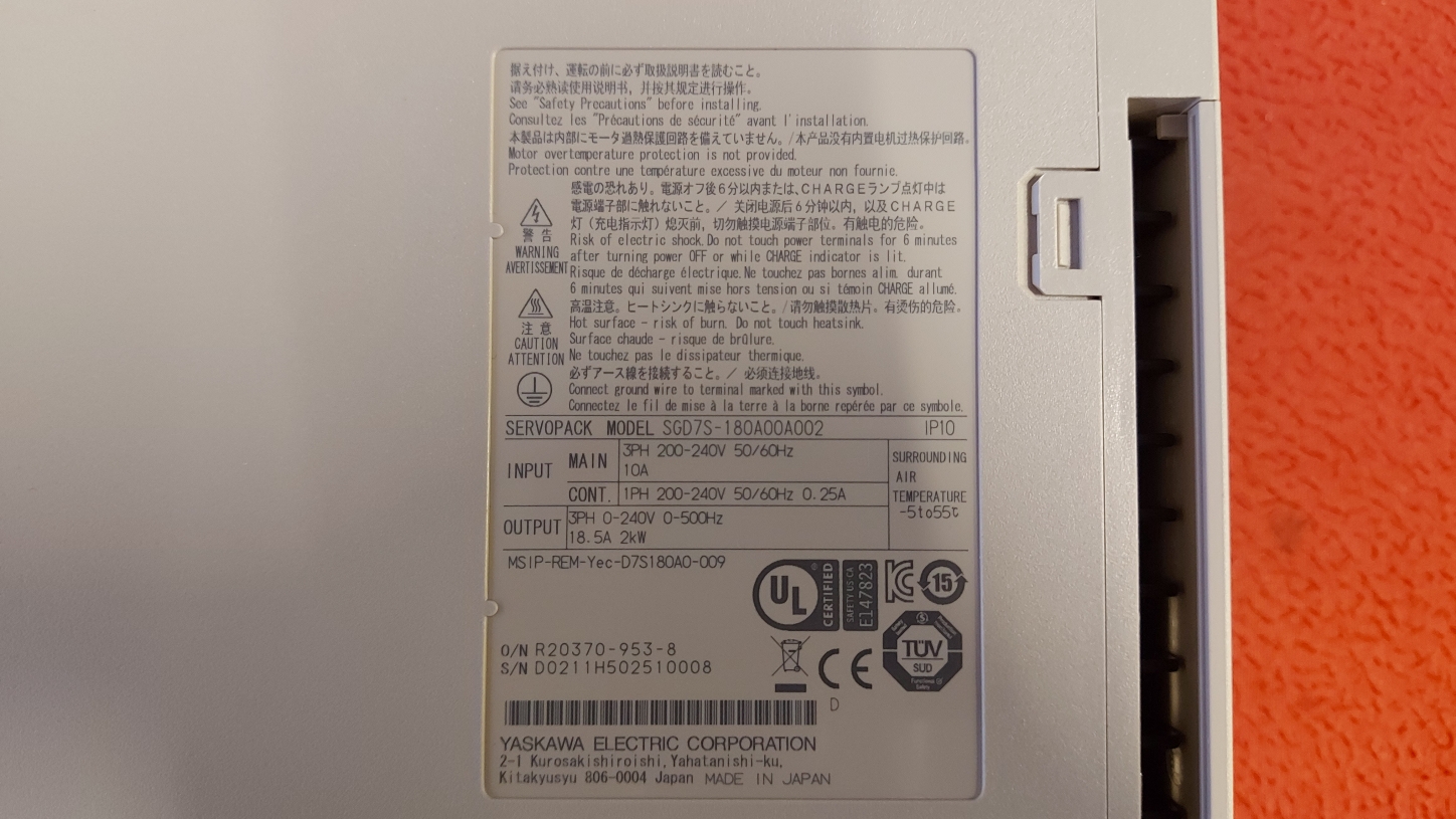 YASKAWA SGD7S-180A00A002 SGD7S-180A00A 002 SGD7S 180A00A002 SGD7S180A00A002