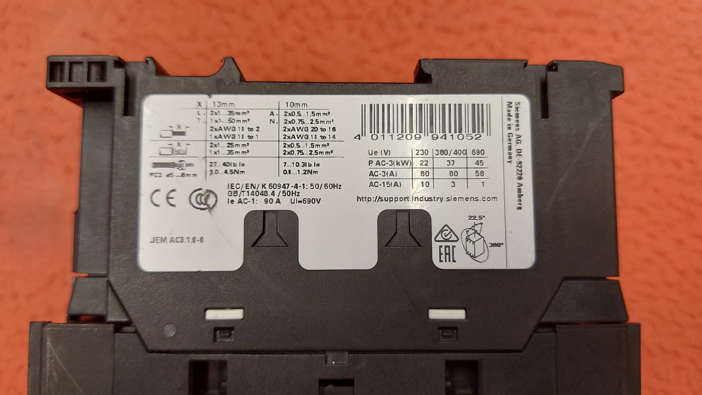 SİEMENS 3RT2038-1AP00 3RT2038 1AP00 3RT2038 1AP00 37 KW KONTAKTÖR