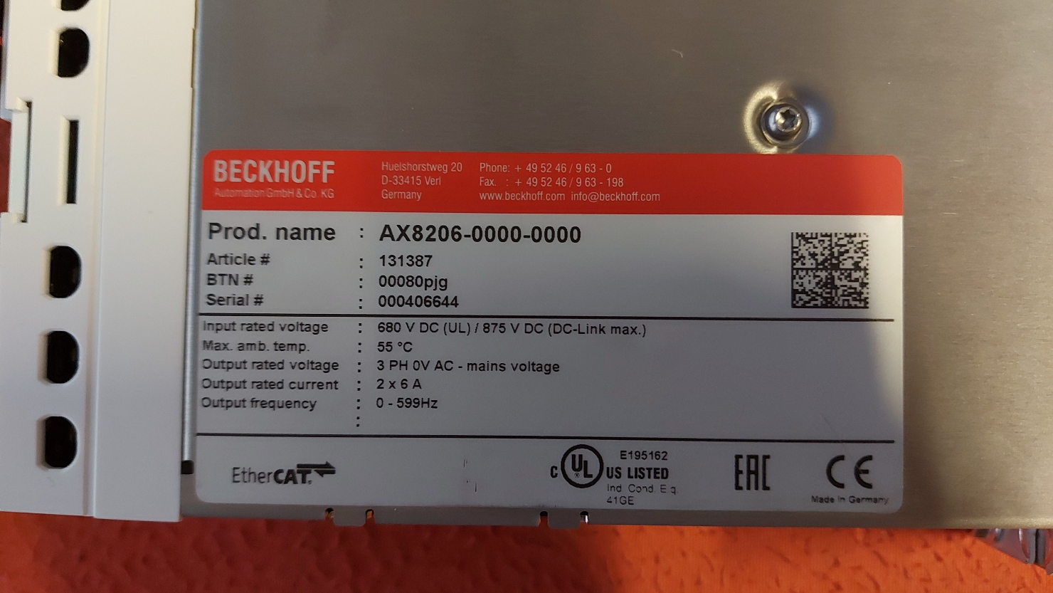BECKHOFF AX8206-0000-0000 AX8206-0000 AX8206 0000 0000 AX820600000000 