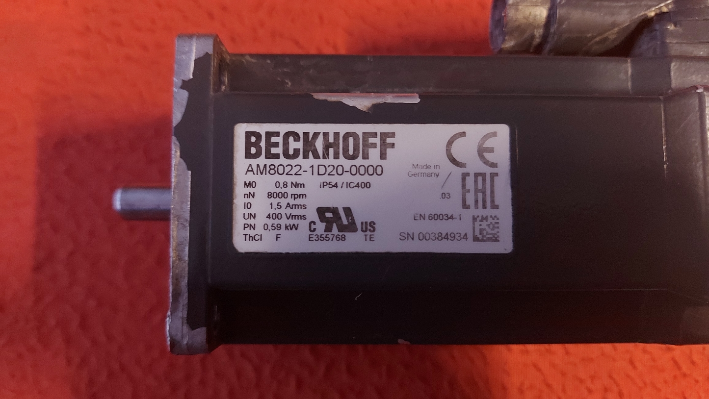 BECKHOFF AM8022-1D20-0000 AM8022-1D10-0000 AM8022 1D20 0000 AM80221D200000 E355768 IP54/IC400 0.56 KW SERVO MOTOR