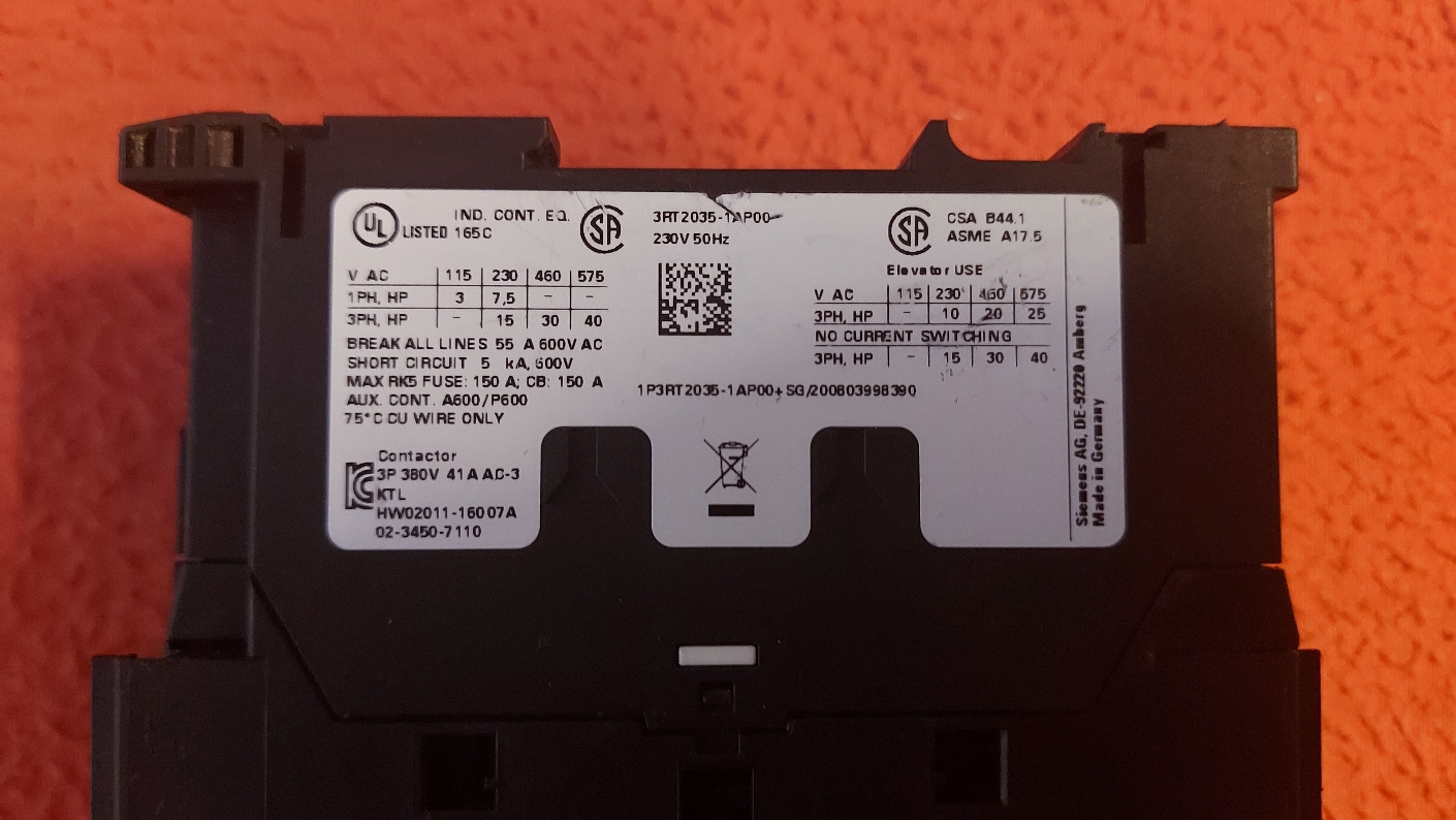 SİEMENS 3RT2035-1AP00 3RT2035 1AP00 3RT20351AP00 18,5 KW KONTAKTÖR