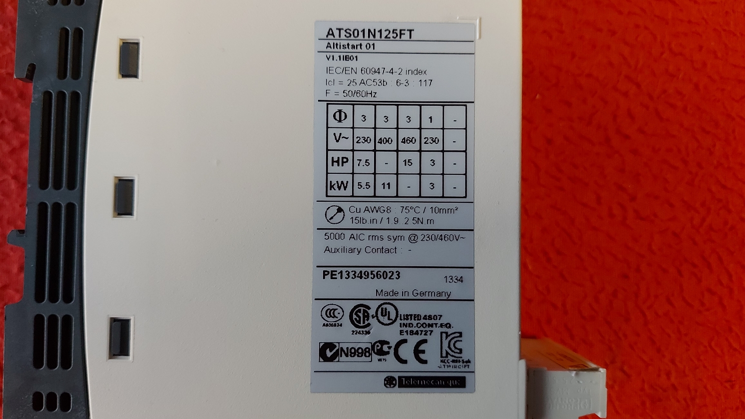 SCHNEİDER ATS01N125FT 11 KW ATS01 ALTİSTART 01 SOFT STARTER