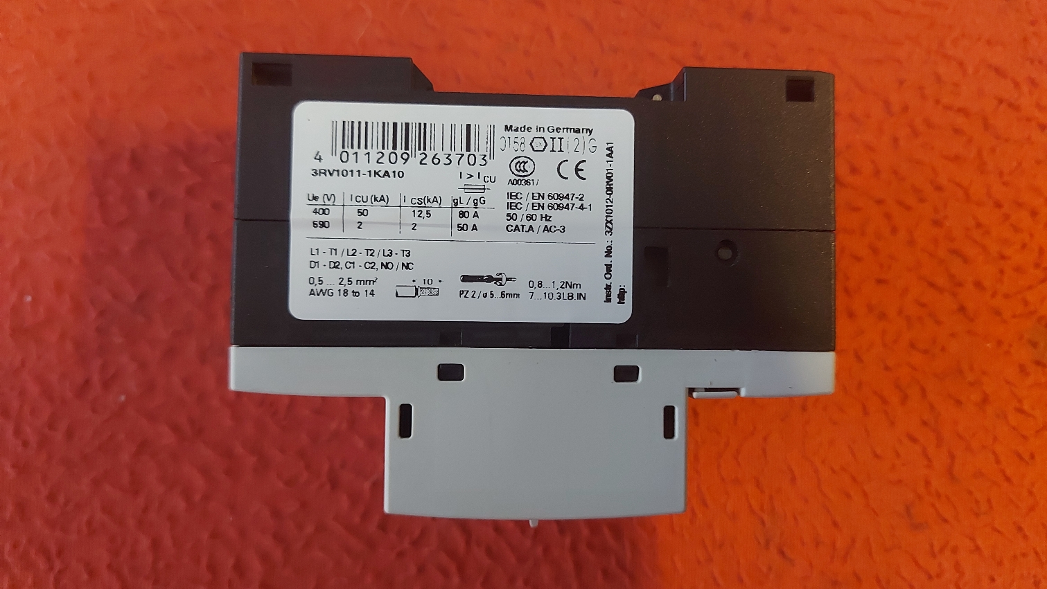 SİEMENS 3RV1011-1KA10 3RV1011 1KA10 9-12 A MOTOR KORUMA ŞALTERİ