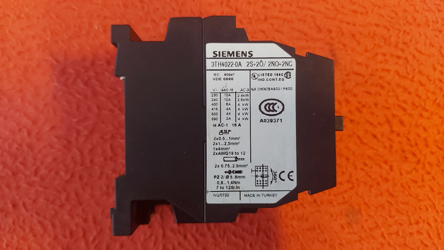 SİEMENS 3TH40 3TH4022-0A 2NO+2NC 2S-2Ö