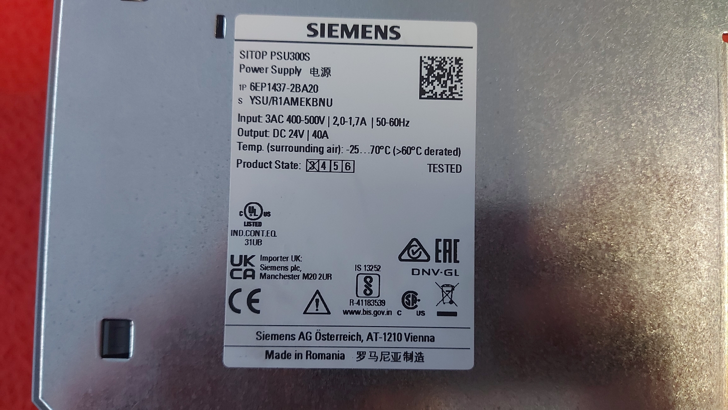 SİEMENS 6EP1437-2BA20 6EP1437 2BA20 6EP14372BA20 24VDC 40A GÜÇ KAYNAĞI