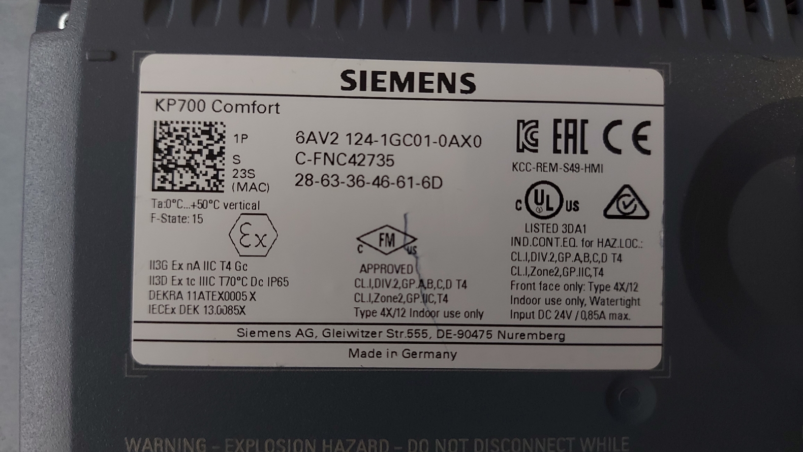 SİEMENS 6AV2 124-1GC01-0AX0 6AV2124-1GC01-0AX0 KP700 COMFORT PANEL