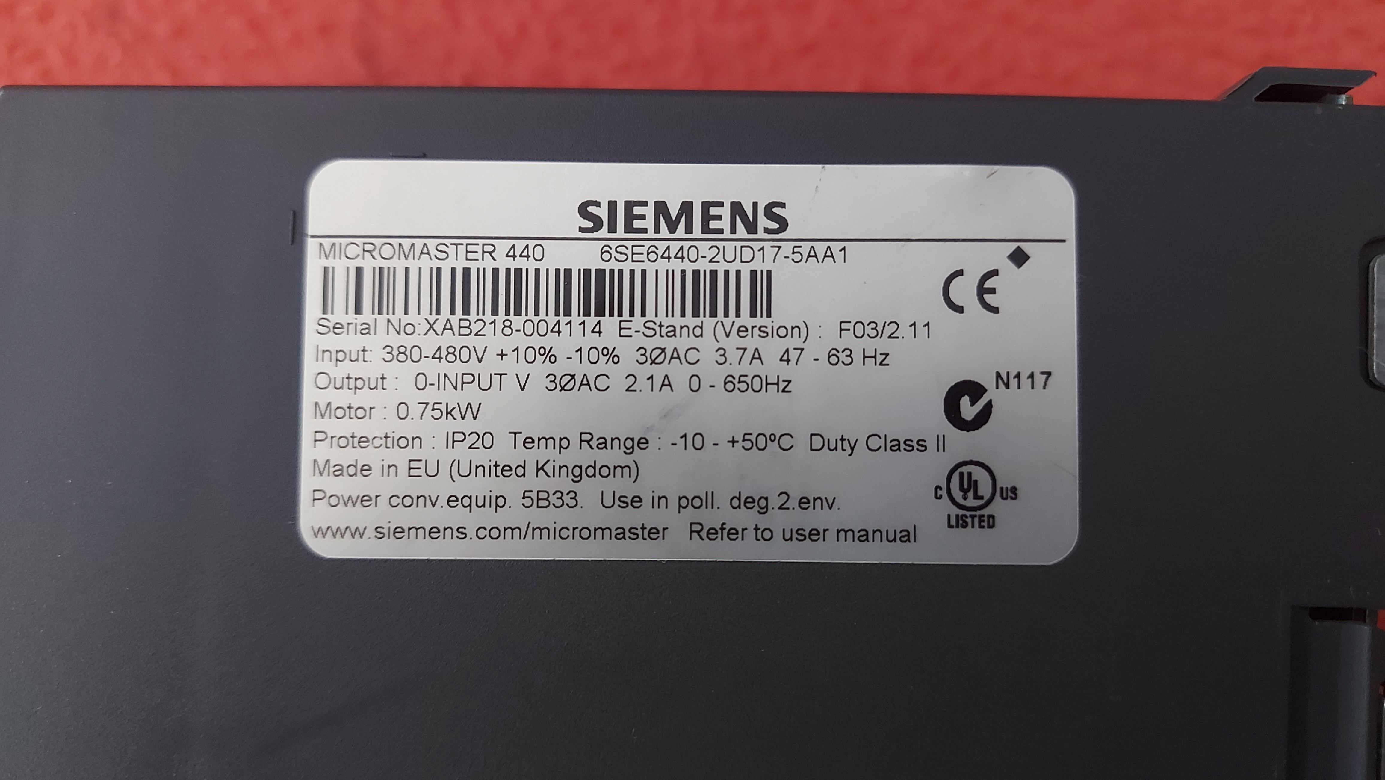 SİEMENS 6SE6440-2UD17-5AA1 MM440 0.75 KW