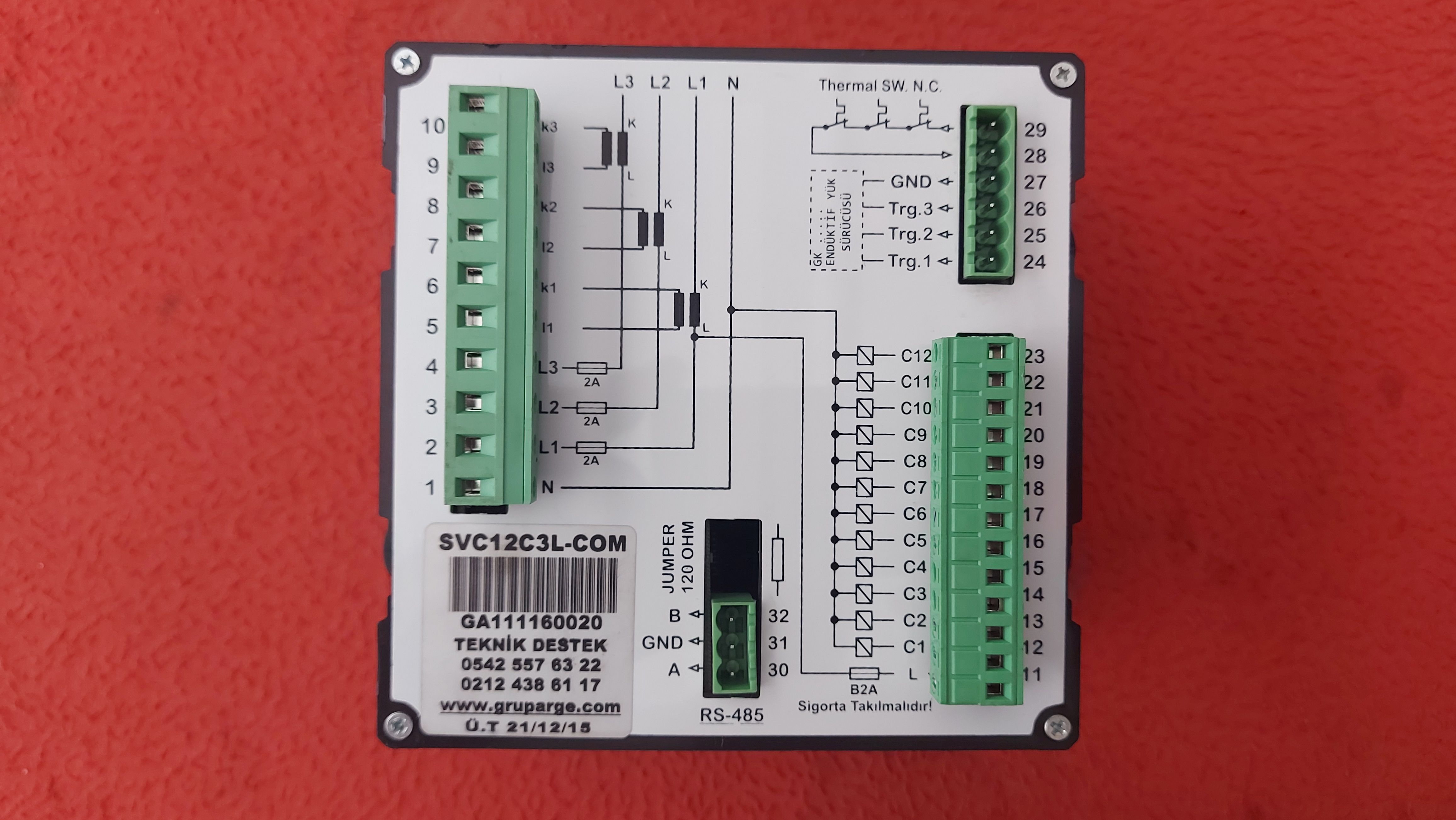 GRUP ARGE GA111 SMART S12 SVC 12C3L-COM SVC12C3L-COM REAKTİF GÜÇ KONTROL RÖLESİ