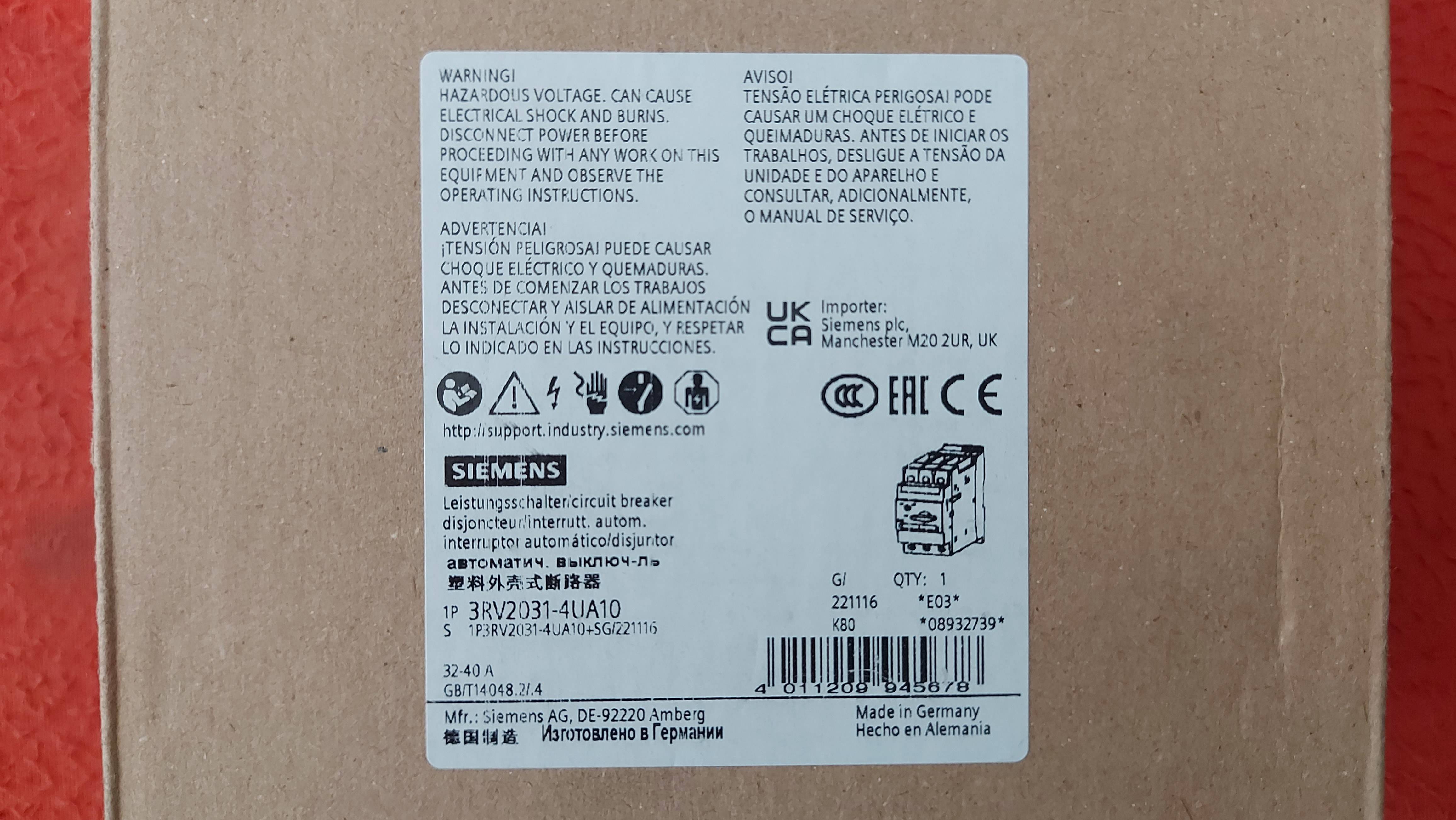 SİEMENS 3RV2031-4UA10 3RV2031 4UA10 3RV20314UA10 32-40 A MOTOR KORUMA 