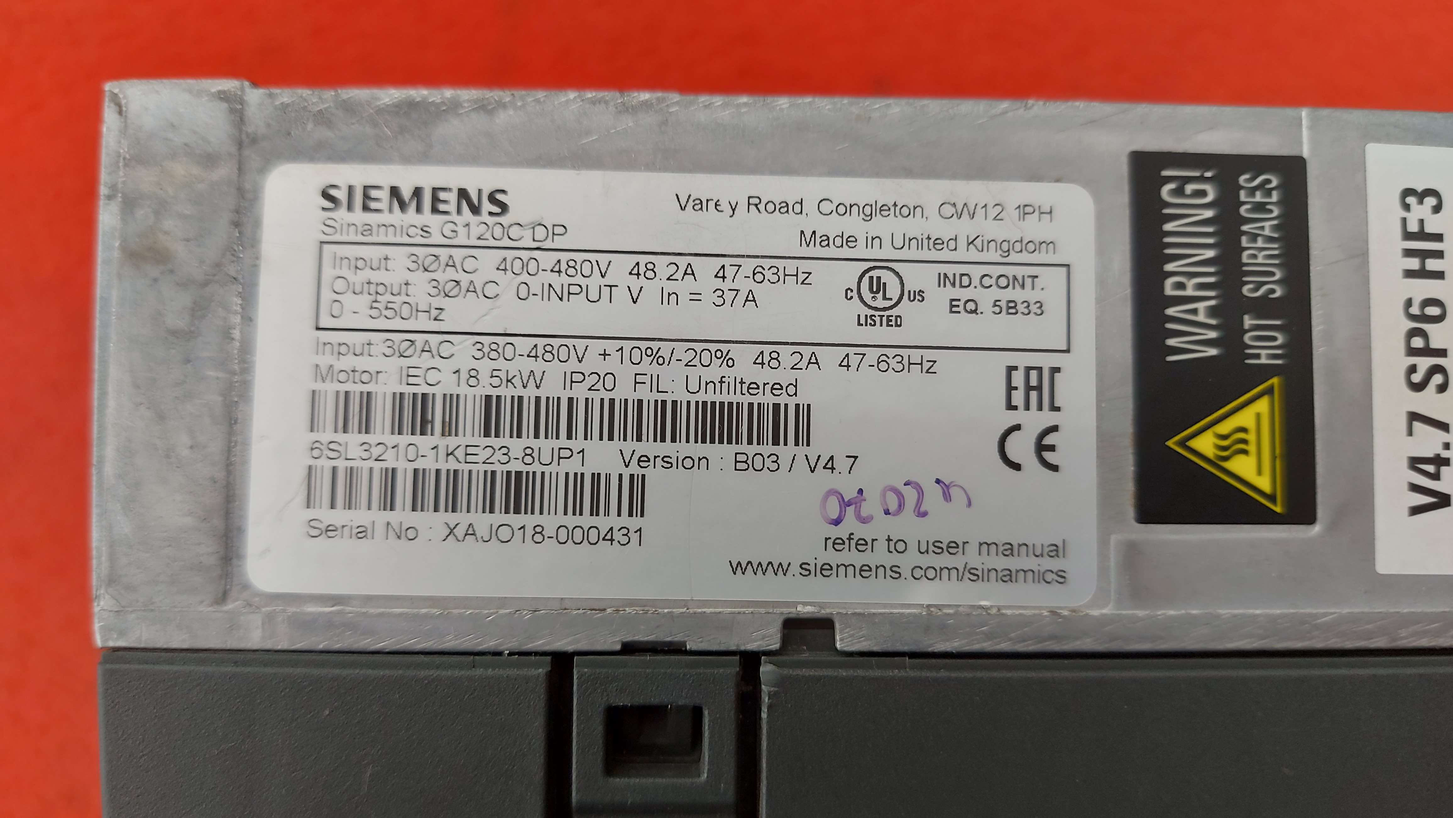 SİEMENS 6SL3210-1KE23-8UP1 SINAMİCS G120C DP 18.5 KW 