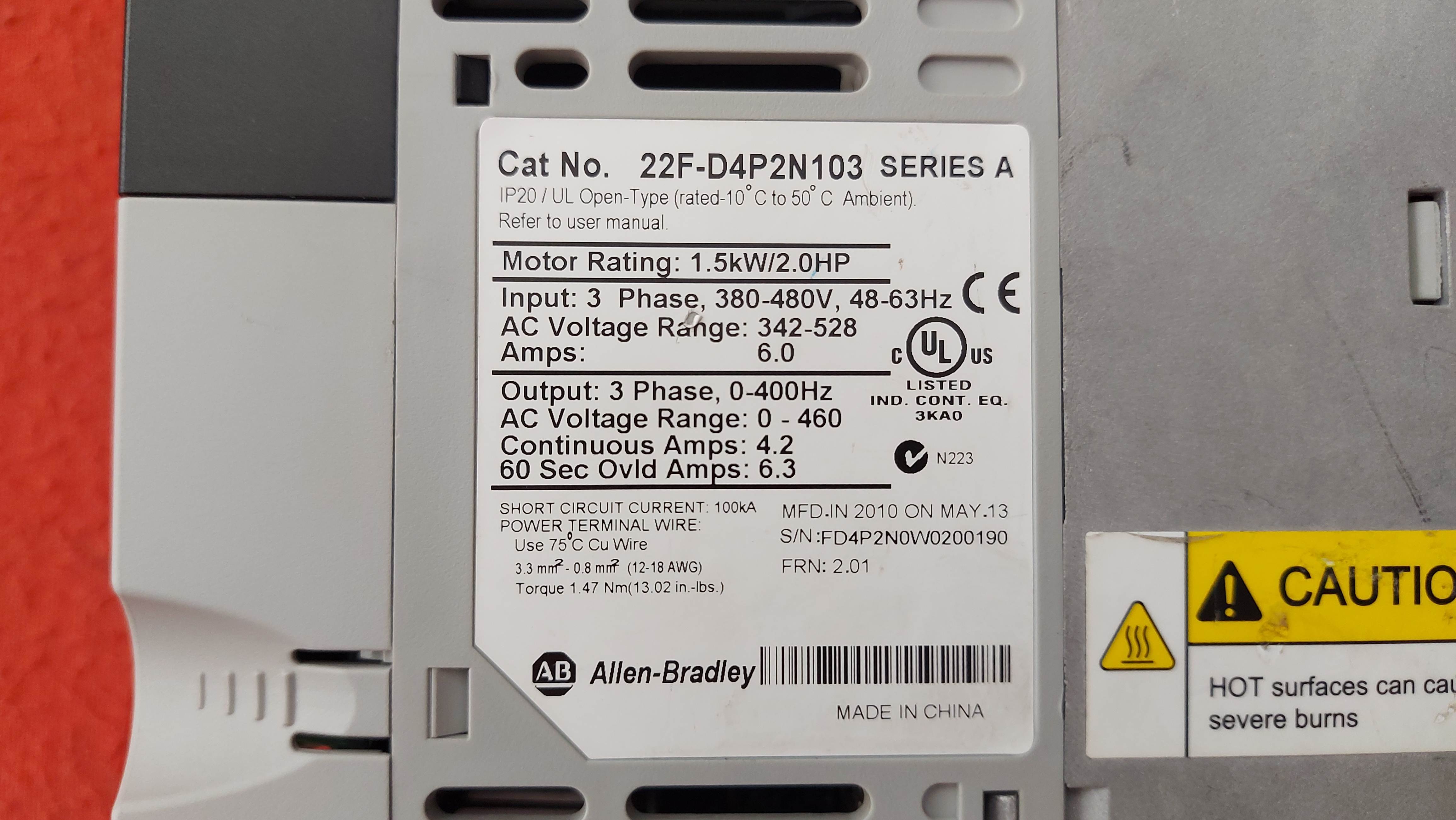 ALLEN BRADLEY 22F-D4P2N103 POWERFLEX 4M 1.5 KW 380V SÜRÜCÜ