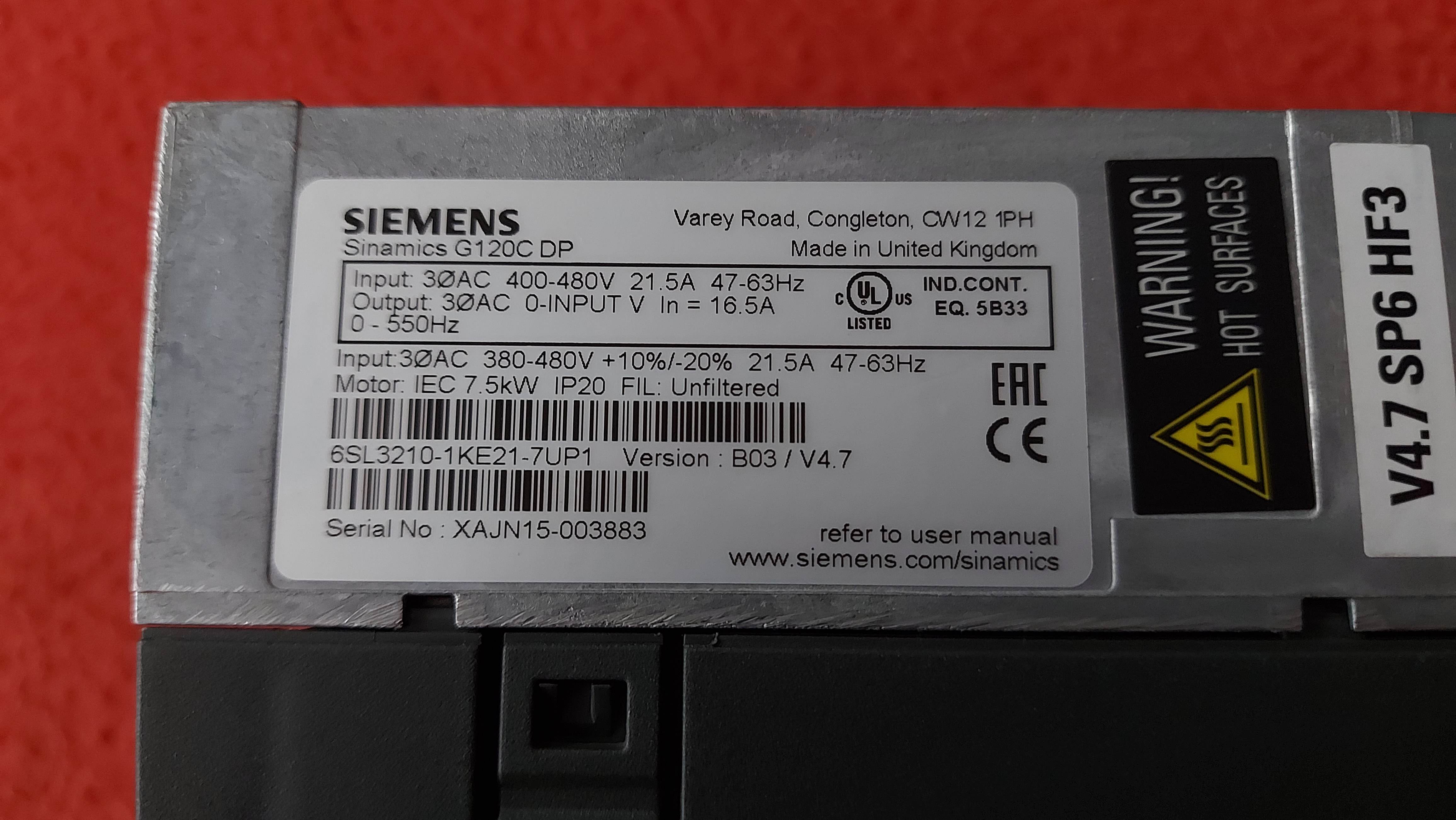 SİEMENS 6SL3210-1KE21-7UP1 SINAMICS G120C DP 