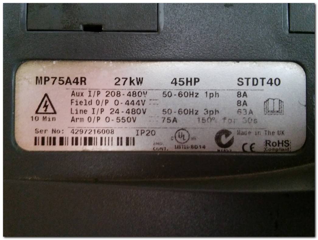 EMERSON MP75A4R 27KW 45HP STDT40 DC SÜRÜCÜ MENTOR CONTROL TECHNIQUES