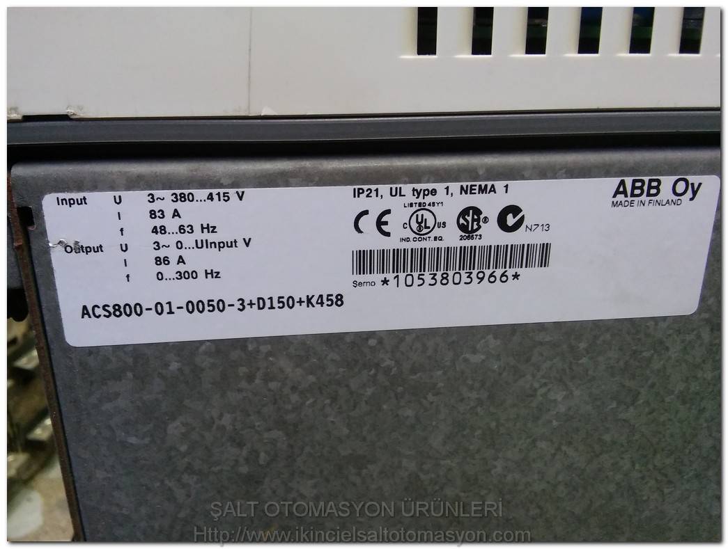 ABB ACS800-01-0050-3+D150+K458 ACS800-01-0050-3 86A 45 KW SÜRÜCÜ