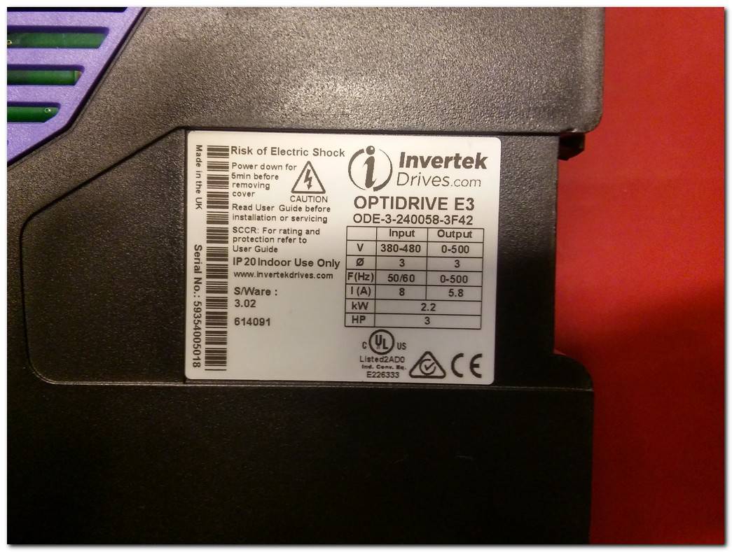 INVERTEK ODE-3-240058-3F42 DRİVES OPTIDRIVE E3 E 3 2.2KW SÜRÜCÜ INPUT 380V