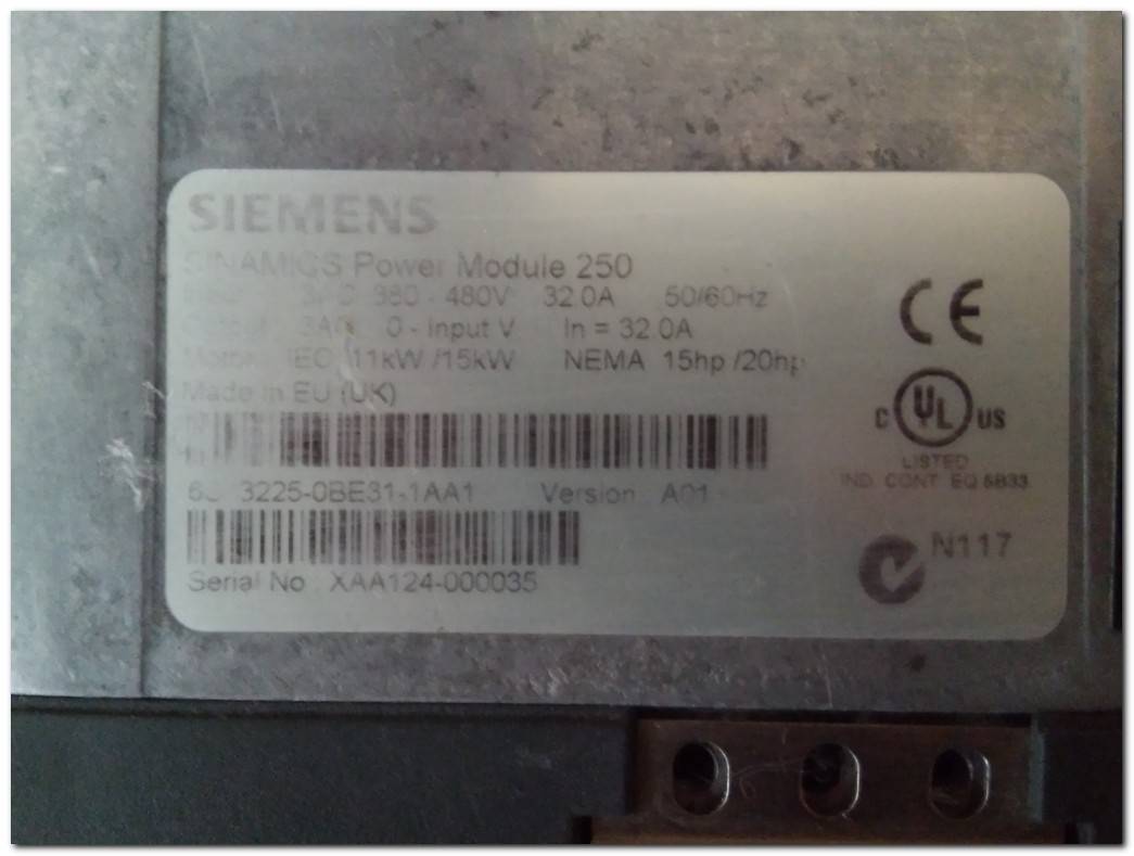 SIEMENS 6SL3225-0BE31-1AA1 SINAMICS POWER MODULE 250 15KW GÜÇ MODÜLÜ SÜRÜCÜ