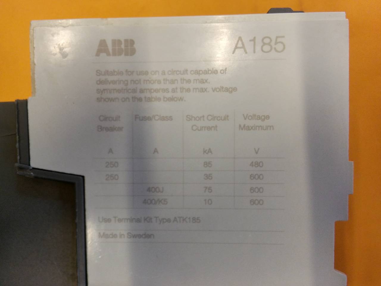ABB A185-30 275A 220 KONTAK BOBİNLİ 1SFL491001RXX11 KONTAKTÖR