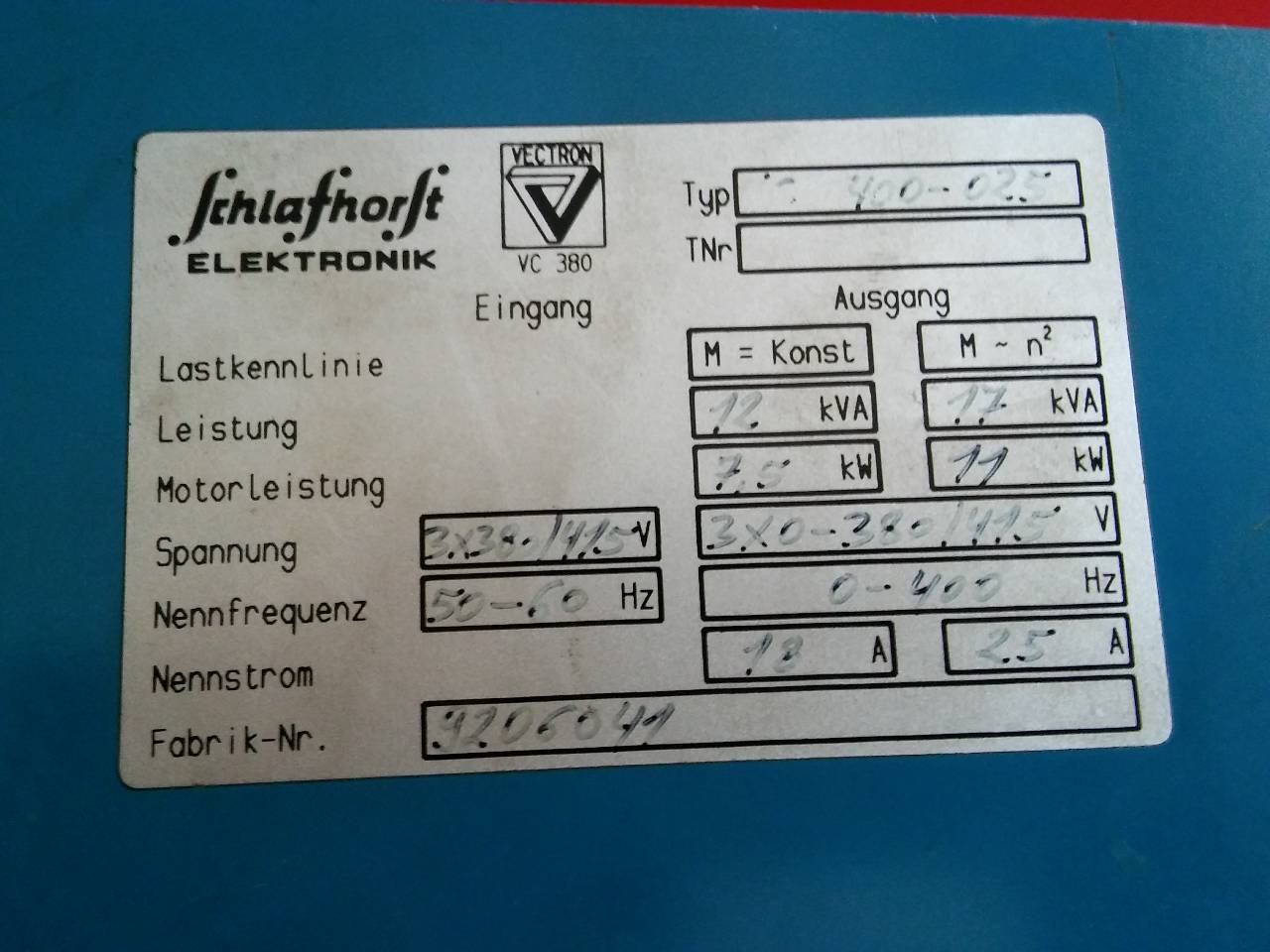 SCHLAFHORST ELEKTRONİK 400-025 11 KW SÜRÜCÜ 