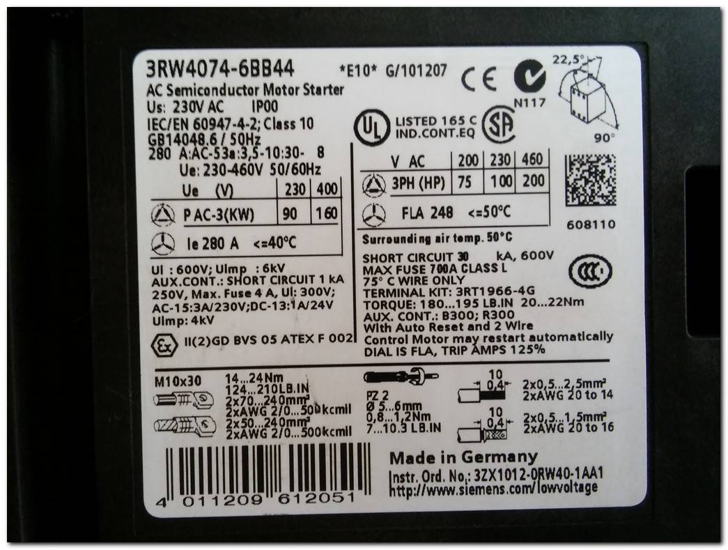 SIEMENS 3RW4074-6BB44 3RW4074 6BB44 3RW40746BB44 SIRIUS SOFTSTARTER 160 KW