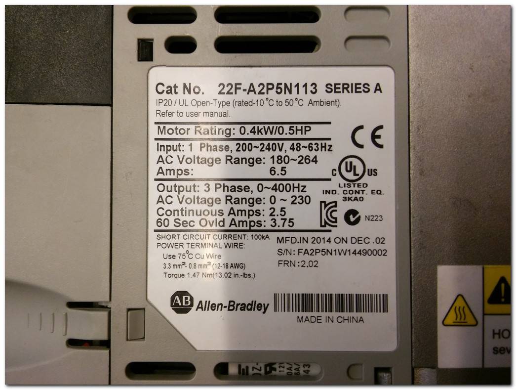 ALLEN-BRADLEY 22F-A2P5N113 SERIES  A POWERFLEX 4M 0,40KW SÜRÜCÜ