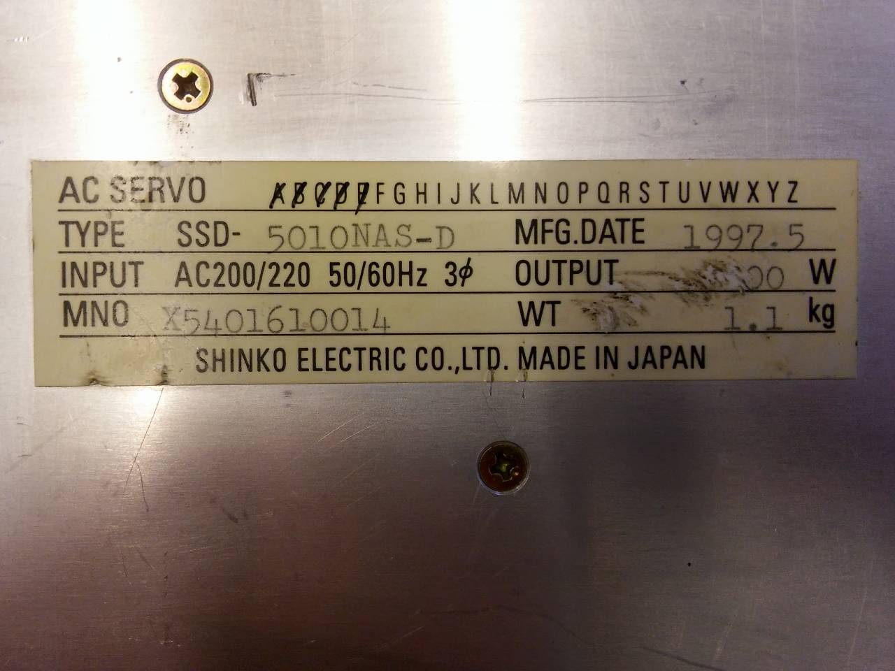 SHINKO SSD-5010NAS-D AC SERVO DRIVER TYPE-5000 SERVO SÜRÜCÜ