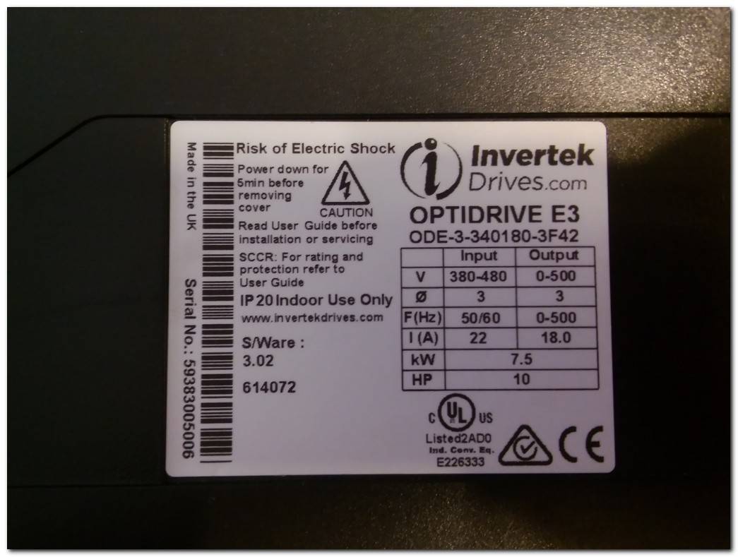 INVERTEK ODE-3-340180-3F42 OPTIDRIVE E3 7.5KW SÜRÜCÜ FAN POMPA VE VEKTÖR UYGULAMAYA MÜSAİT