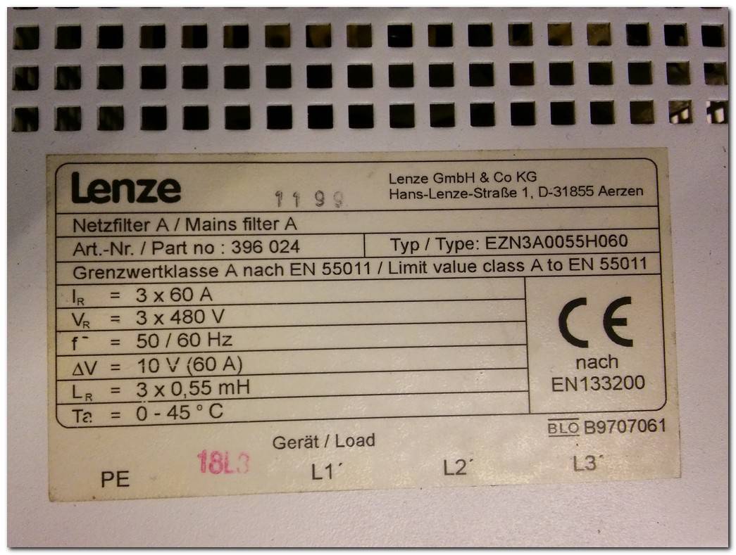LENZE EZN3A0055H060 MAİNS FİLTER SÜRÜCÜ HARMONİK FİLTRESİ
