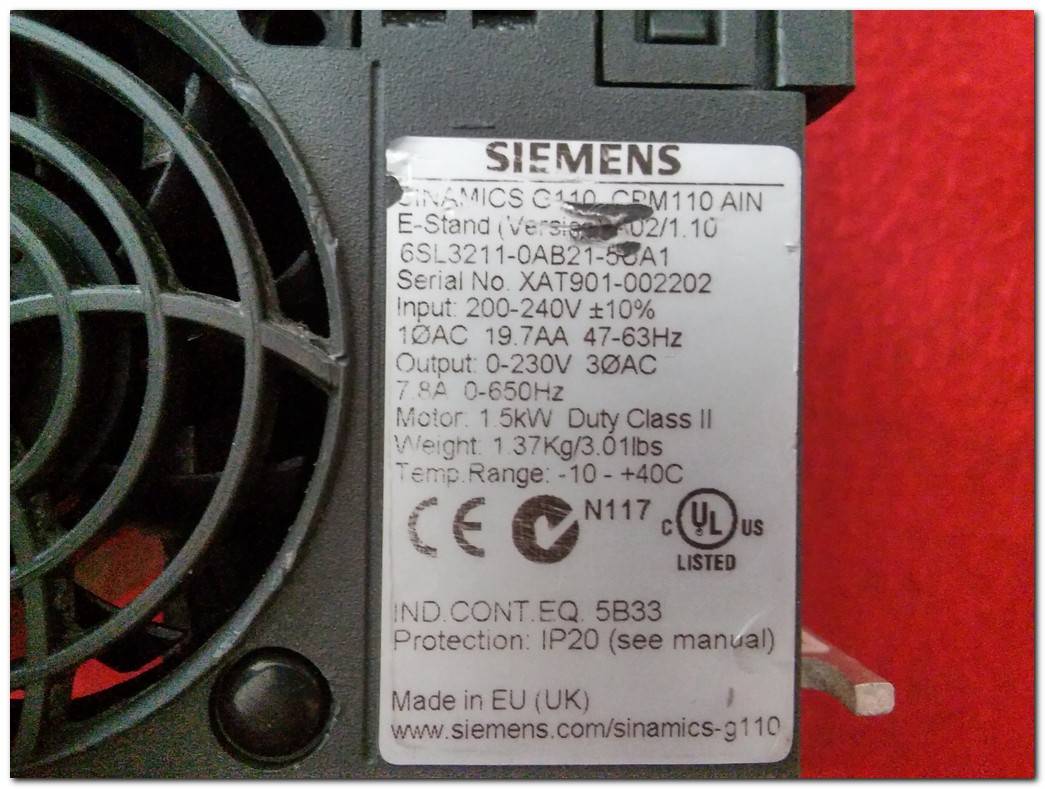 SIEMENS 6SL3211-0AB21-5UA1 SINAMICS G110 1,5KW SÜRÜCÜ