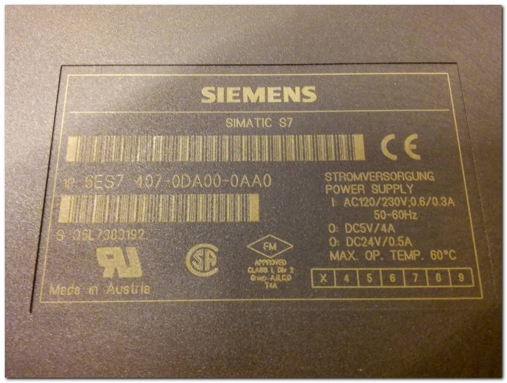 SIEMENS 6ES7 407-0DA00-0AA0 SIMATIC S7 PS 407 4A PLC GÜÇ KAYNAĞI POWER SUPPLY