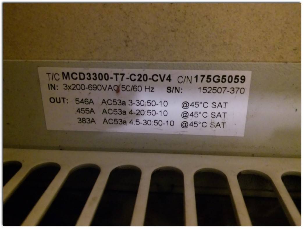 DANFOSS MCD3300-T7-C20-CV4 175G5059 MCD 3000 300 KW SOFT STARTER 300 KW YUMUŞAK YOL VERME