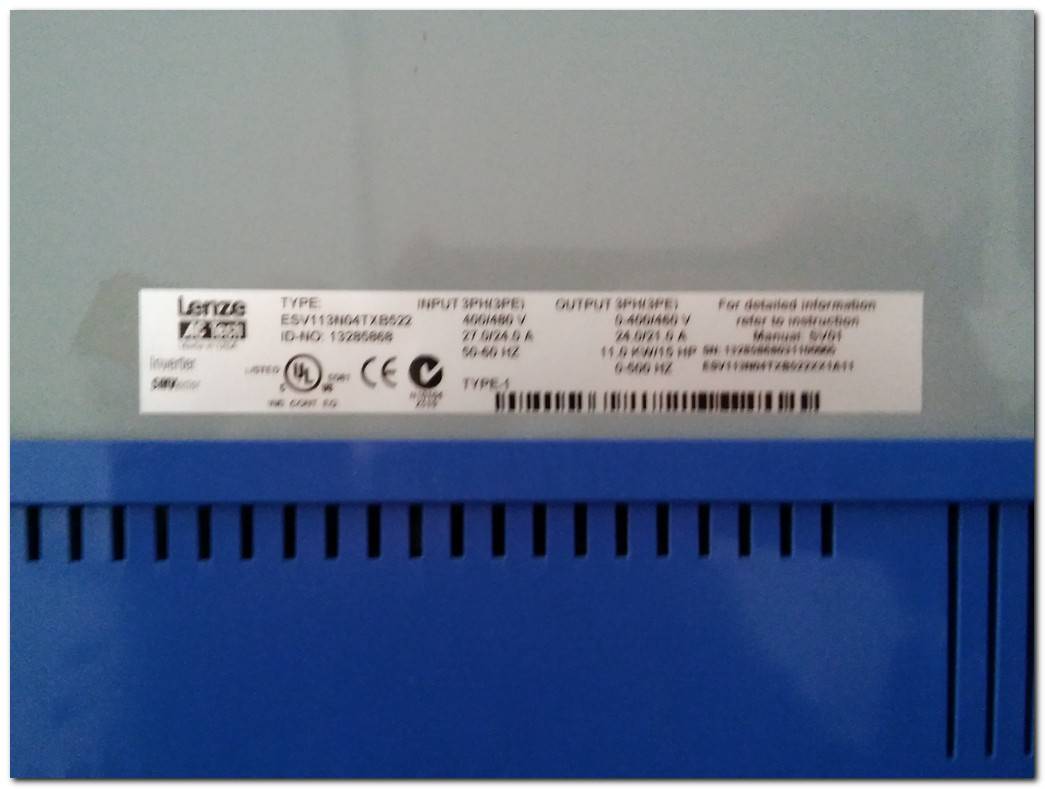 LENZE ESV113N04TXB522 13285868 ESV113N04TXB522XX1A11 11 KW 500 HZ AC TECH SMVECTOR