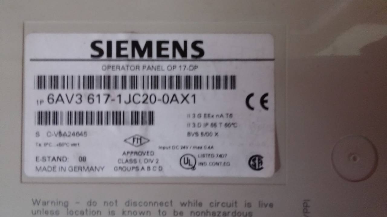 SIEMENS 6AV3 617-1JC20-0AX1 6AV3617-1JC20-0AX1OPERATÖR PANEL