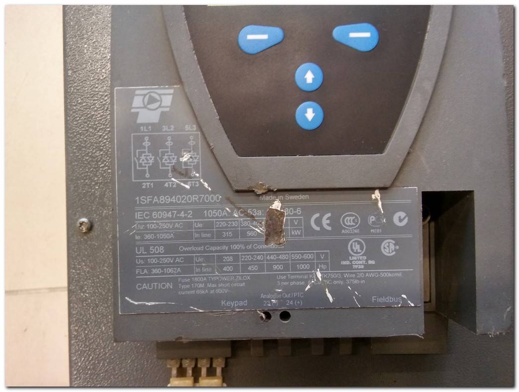 ABB PSTB1050-600-70 1SFA894020R7000 560 KW 1062 A 900 HP YUMUŞAK YOL VERME SOFT STARTER