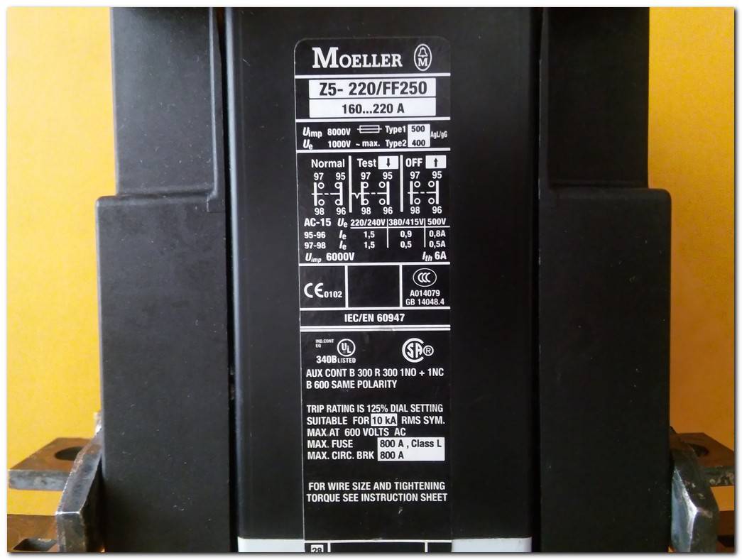 MOELLER Z5 Z5-220-FF250 160A-220A TERMİK MOTOR KORUMA