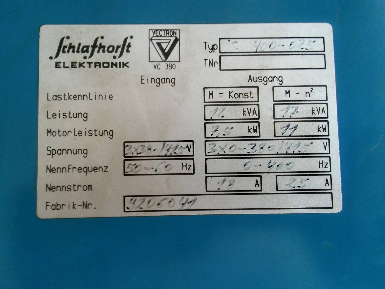 SCHLAFHORST ELEKTRONİK 400-025 11 KW SÜRÜCÜ 